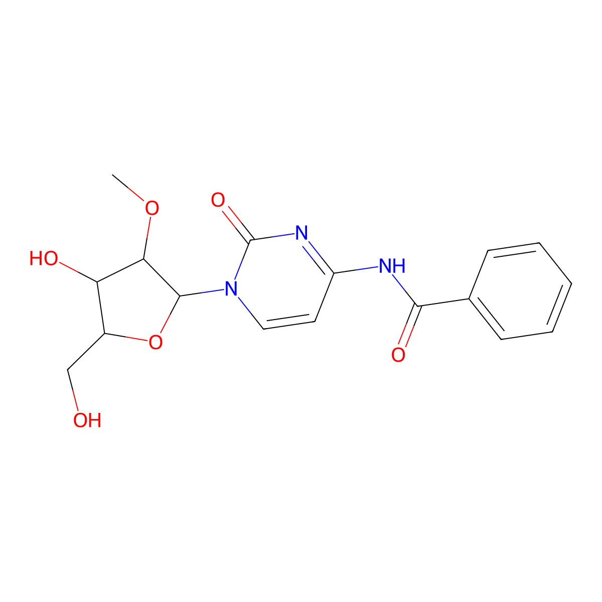 N4-Benzoyl-2'-O-methylcytidine molecular structure, CAS 52571-45-6