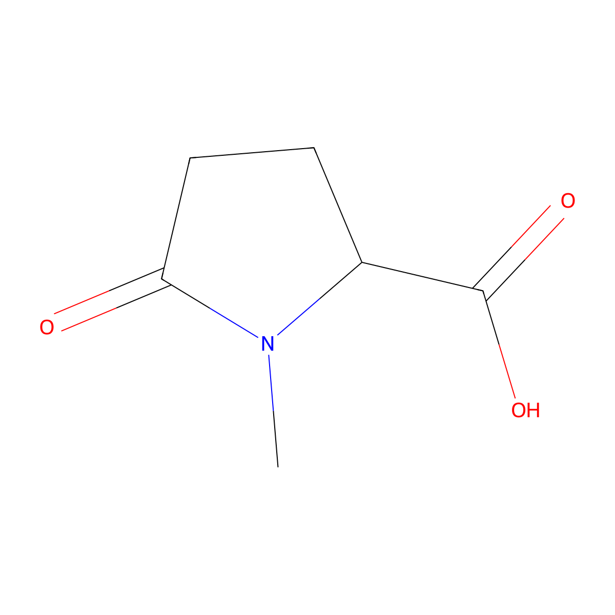 (2S)-1-methyl-5-oxopyrrolidine-2-carboxylic acid molecular structure, CAS 52574-06-8
