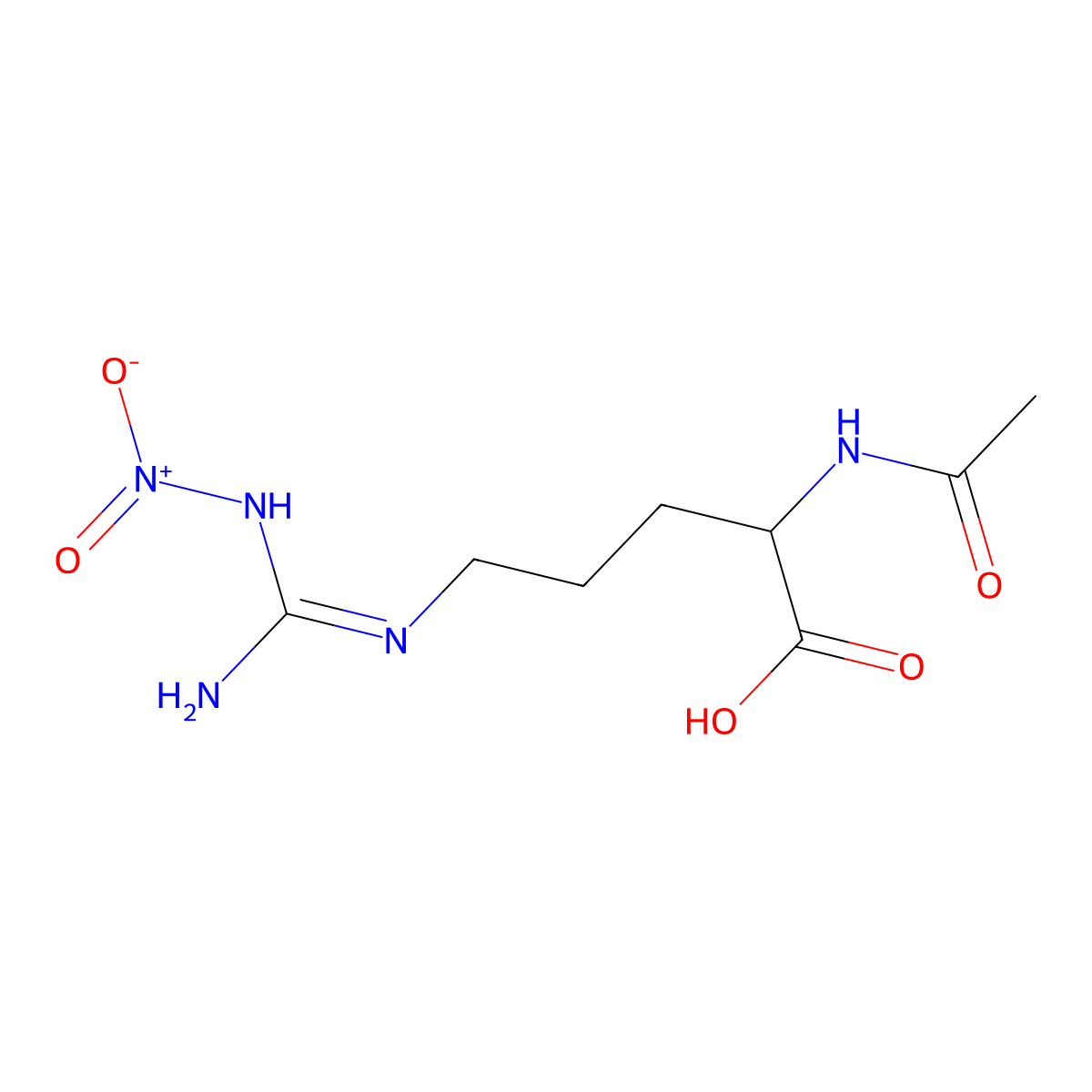 (2S)-2-acetamido-5-(N'-nitrocarbamimidamido)pentanoic acid molecular structure, CAS 52574-60-4