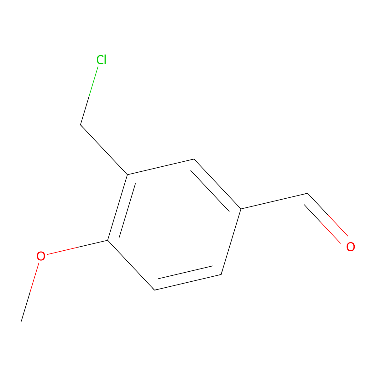 Benzaldehyde, 3-(chloromethyl)-4-methoxy- molecular structure, CAS 52577-09-0