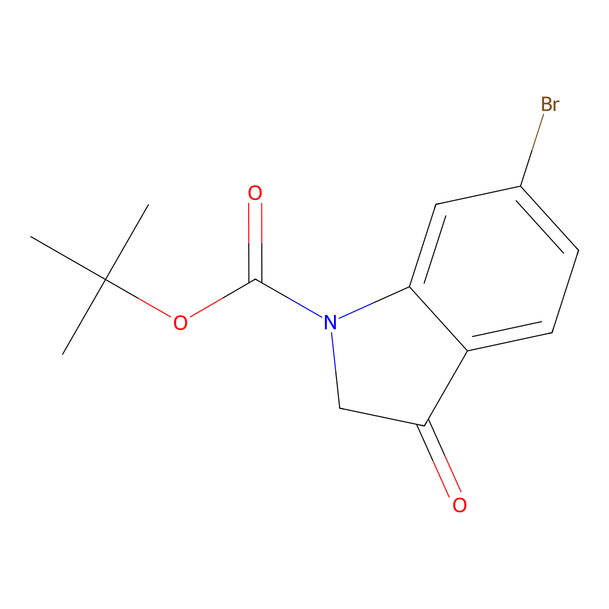 tert-butyl 6-bromo-3-oxo-2,3-dihydro-1H-indole-1-carboxylate molecular structure, CAS 52578-60-6
