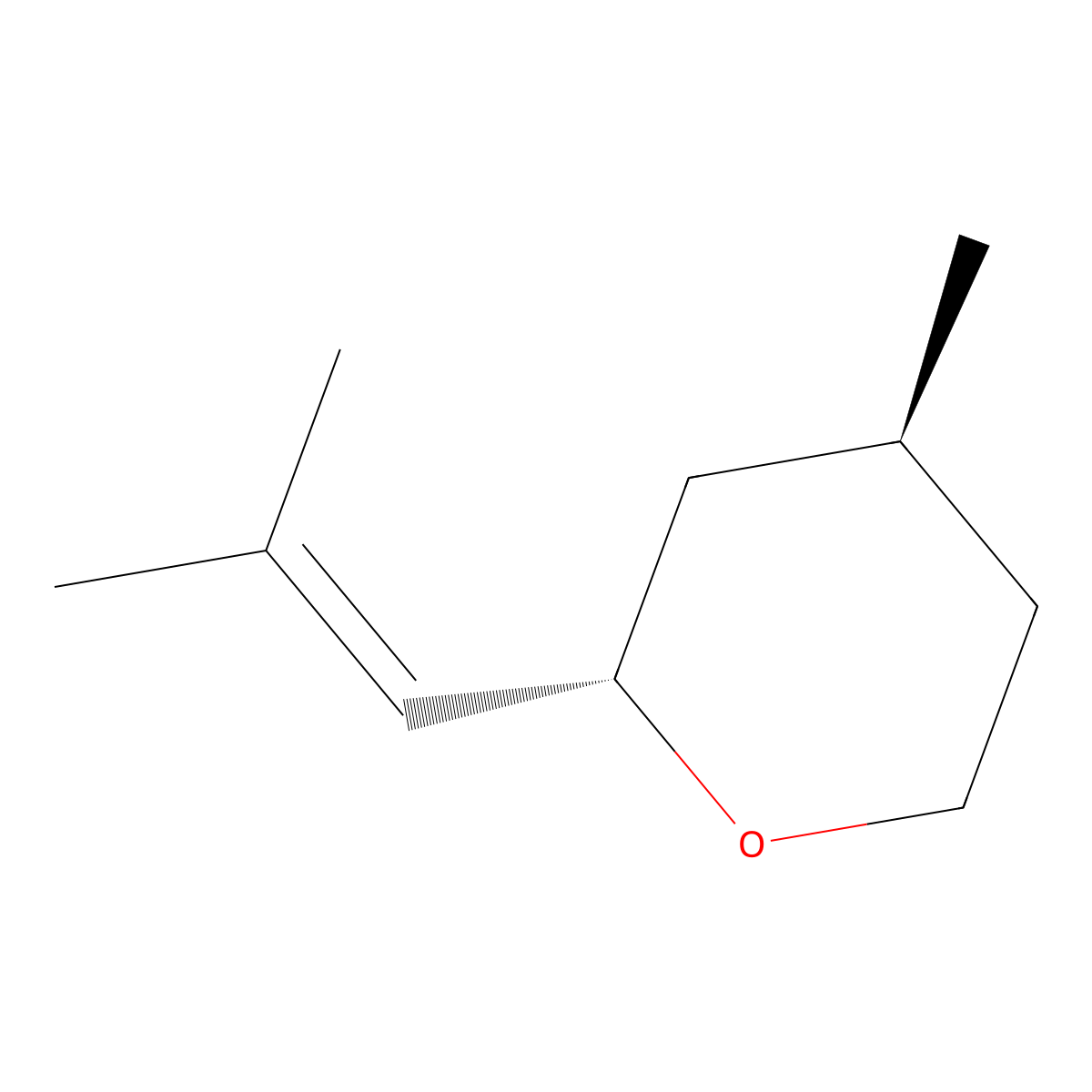 Rose oxide, trans-(+)- molecular structure, CAS 5258-10-6