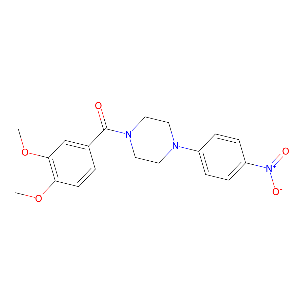 (3,4-Dimethoxyphenyl)-[4-(4-nitrophenyl)piperazin-1-yl]methanone molecular structure, CAS 5258-21-9