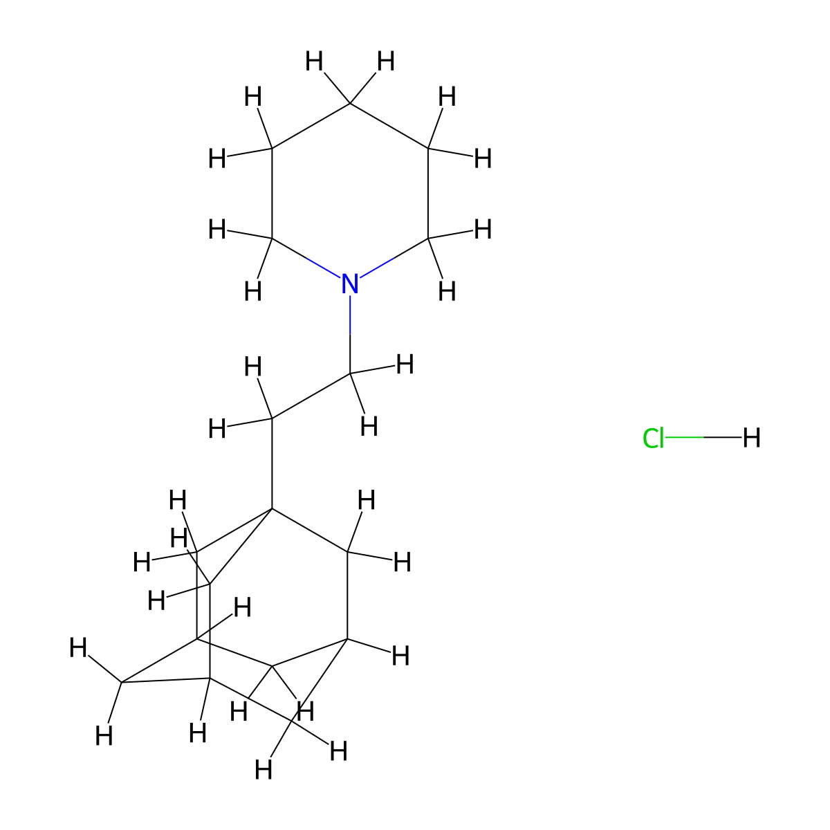 Adamantane, 1-(2-piperidinoethyl)-, hydrochloride molecular structure, CAS 52582-76-0