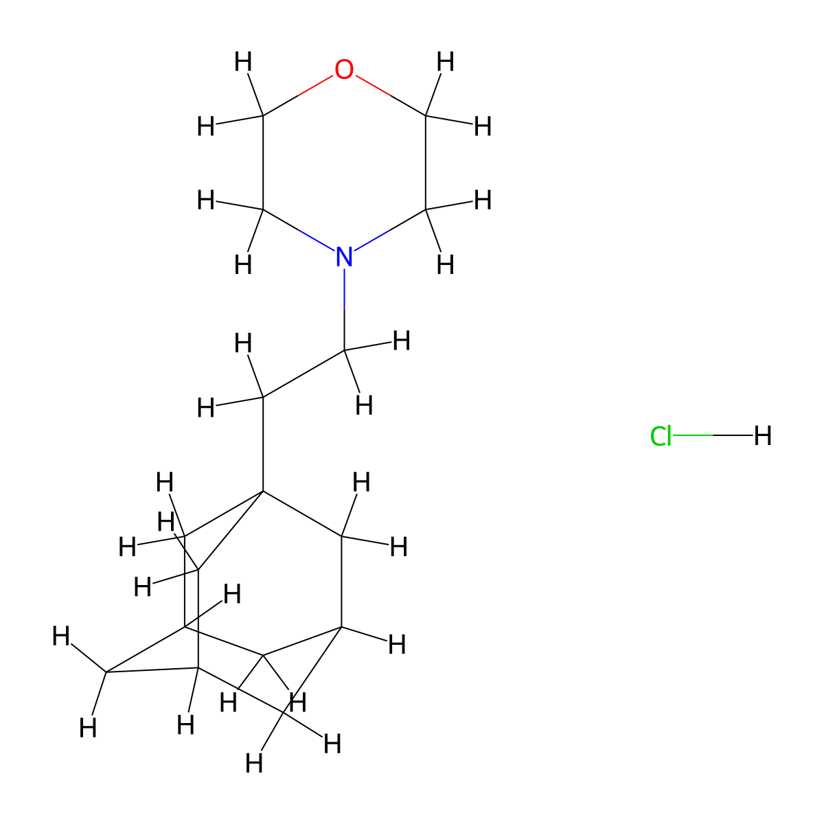 Adamantane, 1-(2-morpholinoethyl)-, hydrochloride molecular structure, CAS 52582-78-2