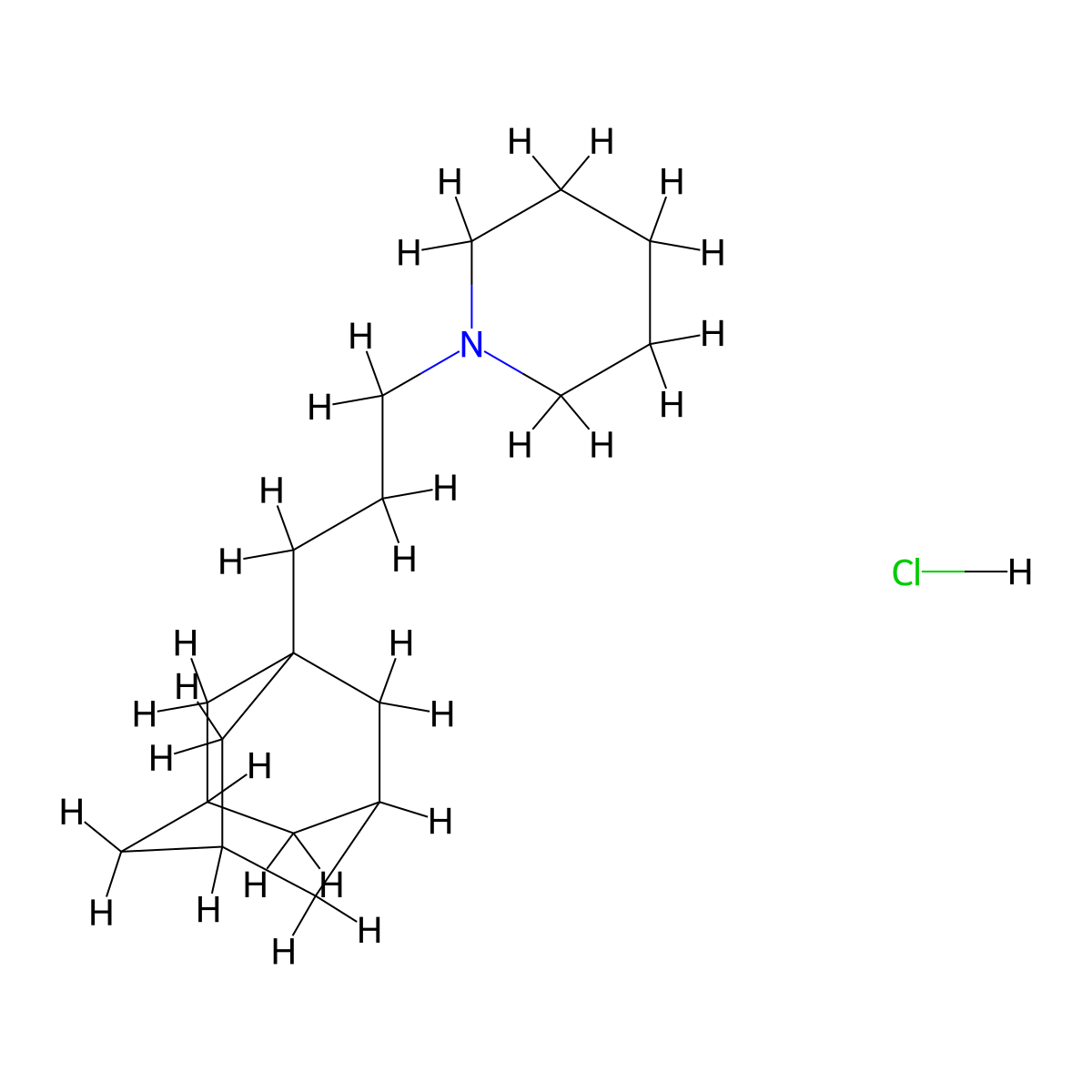 Adamantane, 1-(3-piperidinopropyl)-, hydrochloride molecular structure, CAS 52582-82-8