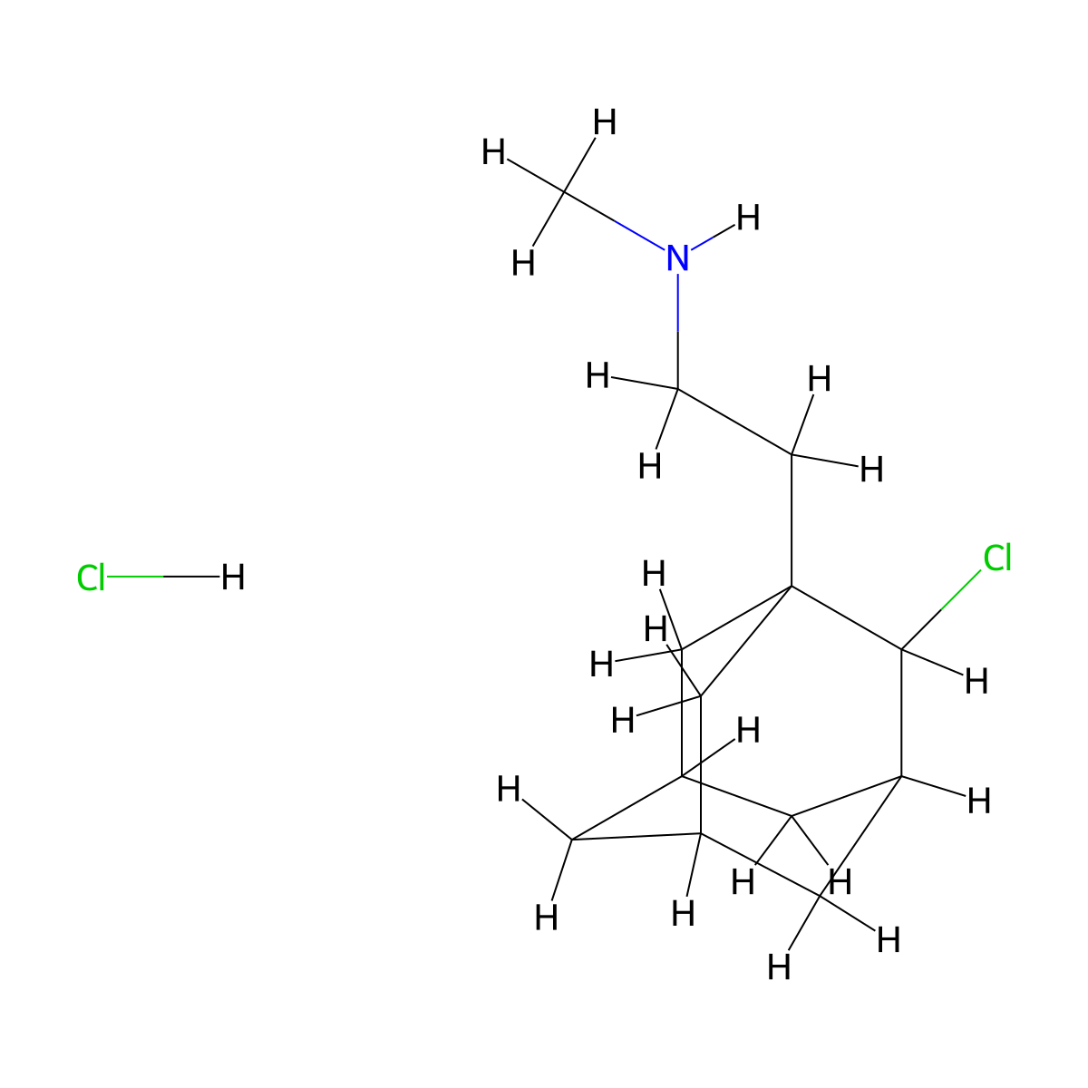 2-(2-Chloroadamantan-1-yl)-N-methylethan-1-amine--hydrogen chloride (1/1) molecular structure, CAS 52582-98-6