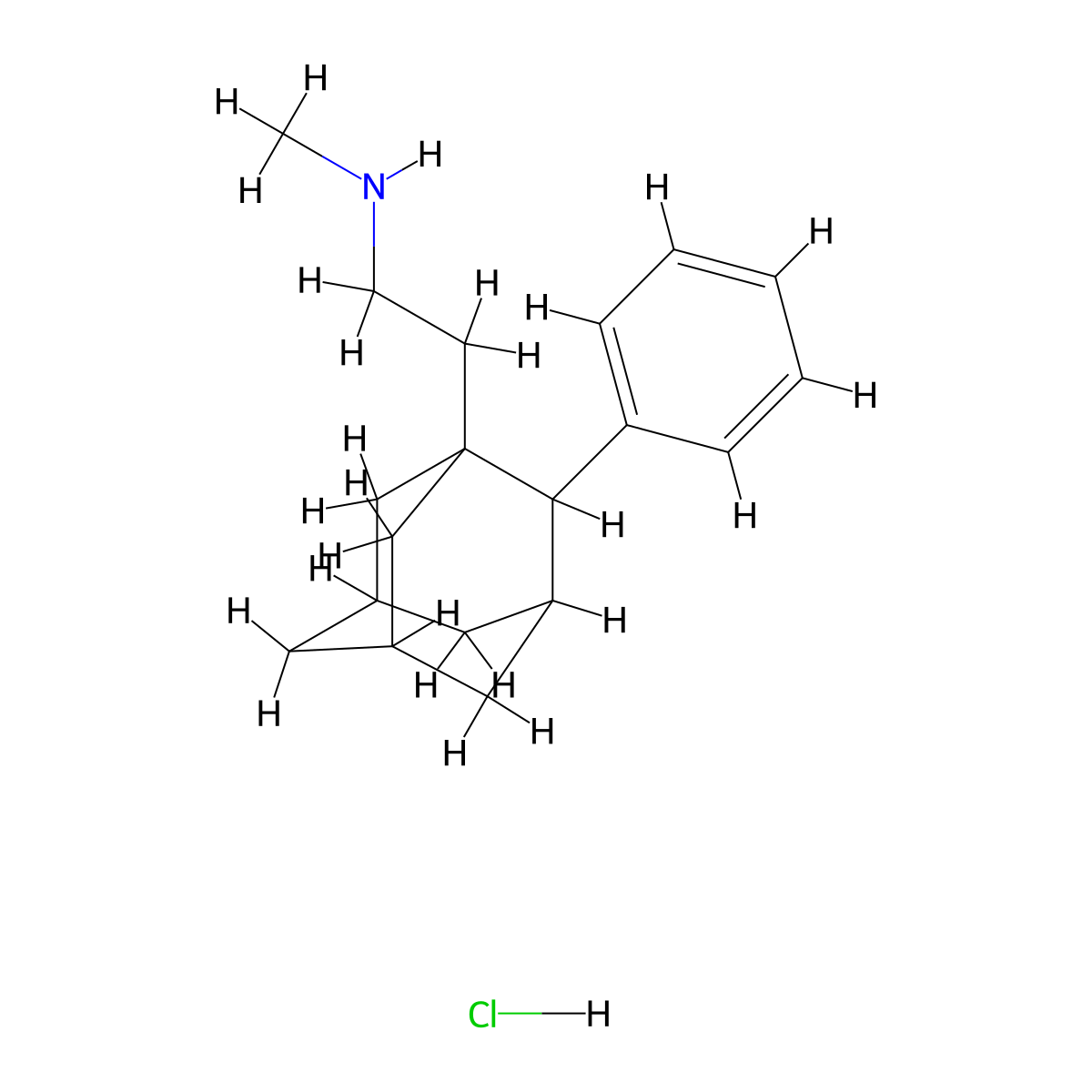 N-Methyl-2-(2-phenyladamantan-1-yl)ethan-1-amine--hydrogen chloride (1/1) molecular structure, CAS 52582-99-7