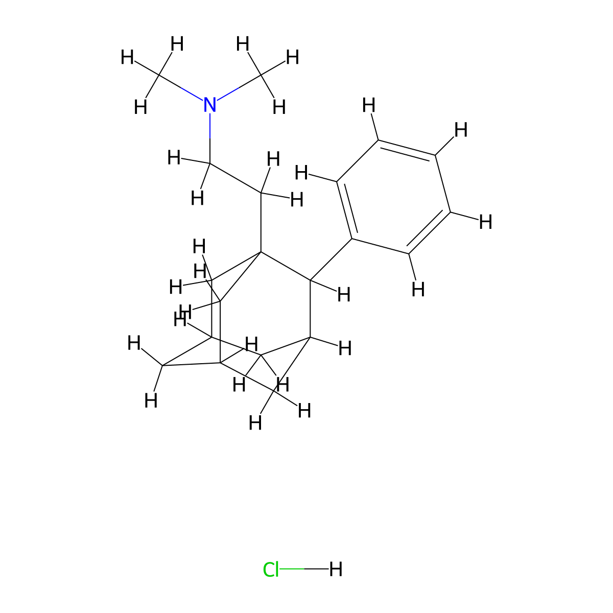 Adamantane, 1-(2-(dimethylamino)ethyl)-2-phenyl-, hydrochloride molecular structure, CAS 52583-00-3