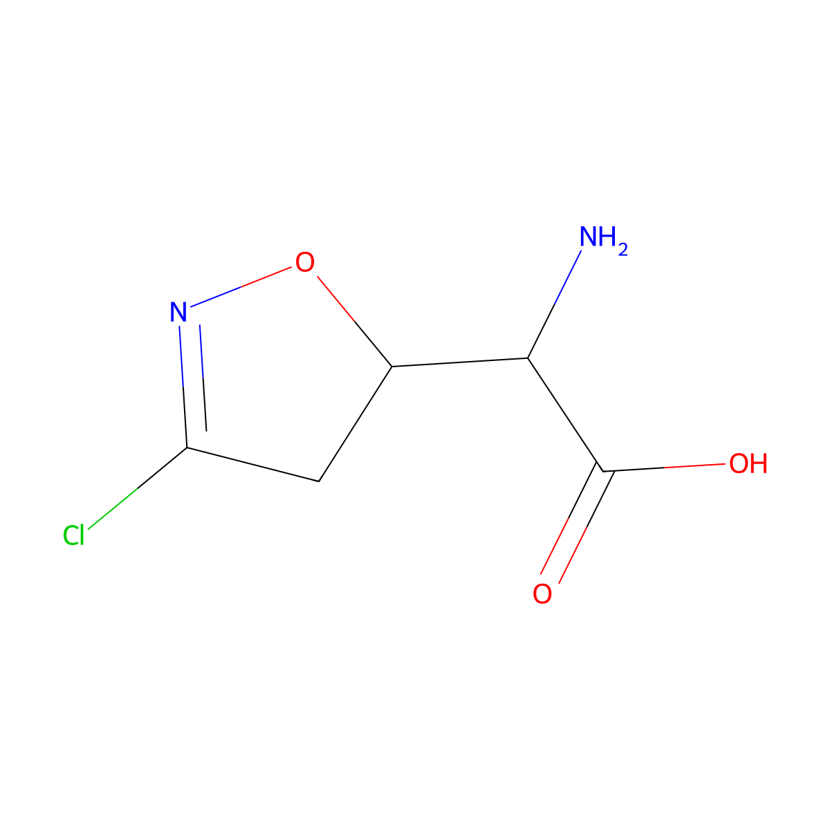 5-Isoxazoleacetic acid, alpha-amino-3-chloro-4,5-dihydro- molecular structure, CAS 52583-41-2