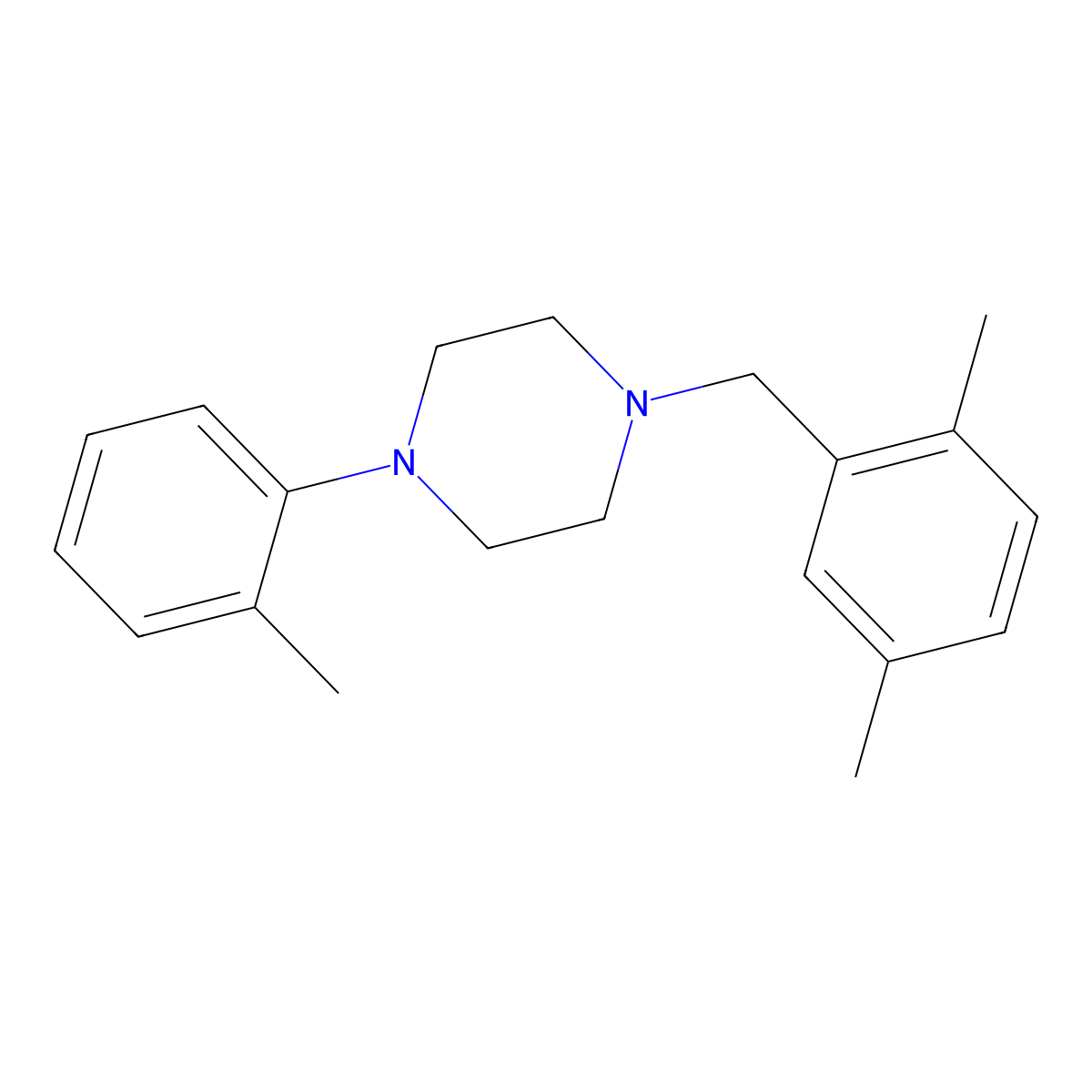 1-[(2,5-Dimethylphenyl)methyl]-4-(2-methylphenyl)piperazine molecular structure, CAS 5259-51-8