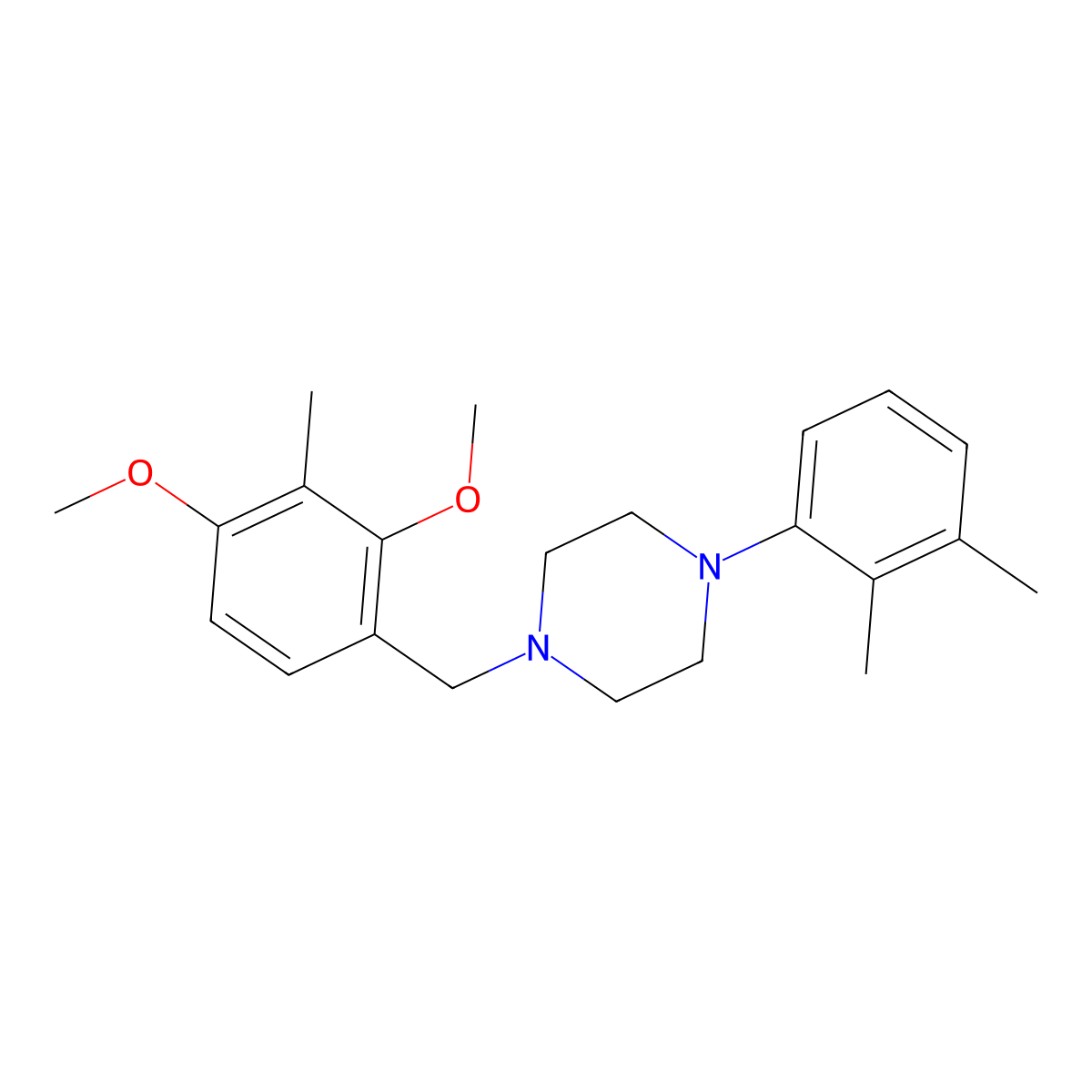 1-[(2,4-Dimethoxy-3-methylphenyl)methyl]-4-(2,3-dimethylphenyl)piperazine molecular structure, CAS 5259-78-9