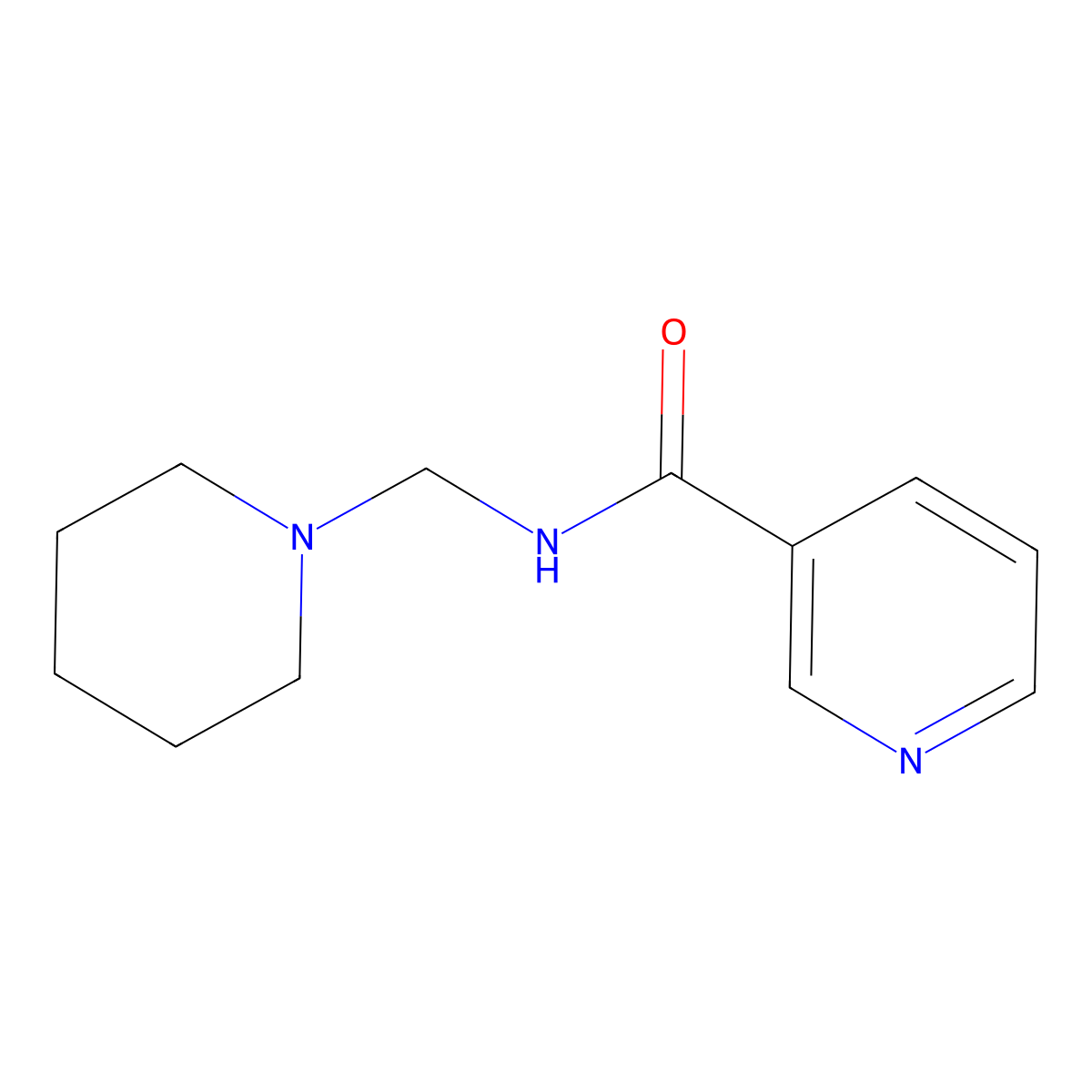 N-(piperidin-1-ylmethyl)pyridine-3-carboxamide molecular structure, CAS 5259-92-7