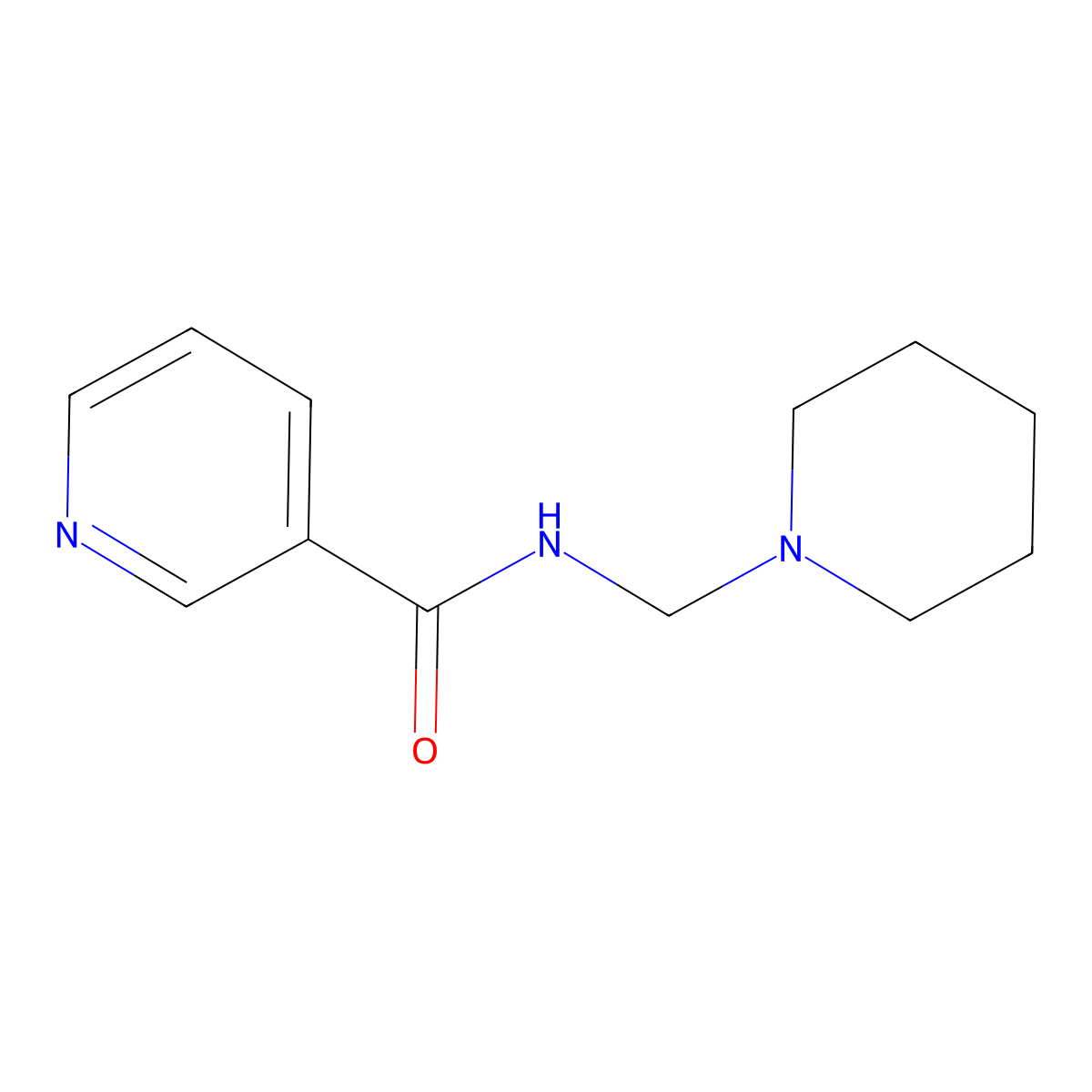 N-(piperidin-1-ylmethyl)pyridine-3-carboxamide molecular structure, CAS 5259-92-7