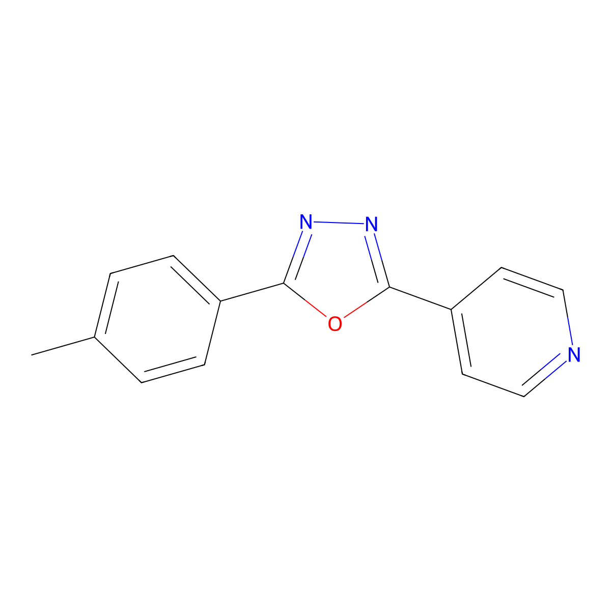 2-(4-Methylphenyl)-5-pyridin-4-yl-1,3,4-oxadiazole molecular structure, CAS 52596-90-4