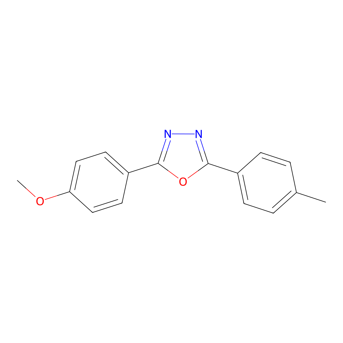 2-(4-Methoxyphenyl)-5-(4-methylphenyl)-1,3,4-oxadiazole molecular structure, CAS 52596-94-8