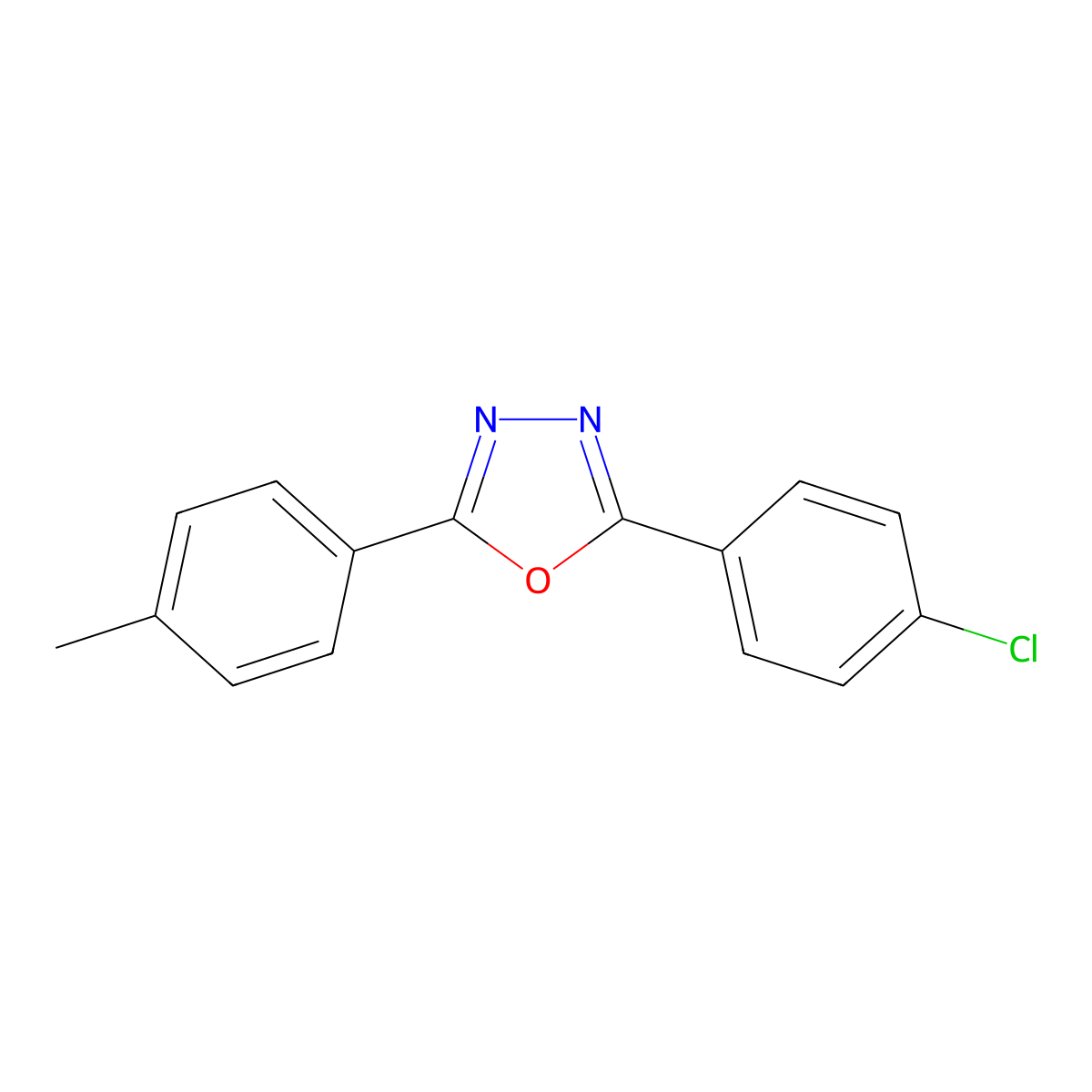 2-(4-Chloro-phenyl)-5-P-tolyl-(1,3,4)oxadiazole molecular structure, CAS 52596-95-9