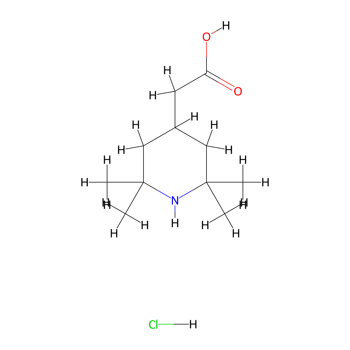 (2,2,6,6-Tetramethylpiperidin-4-Yl)Acetic Acid Hydrochloride molecular structure, CAS 52598-90-0