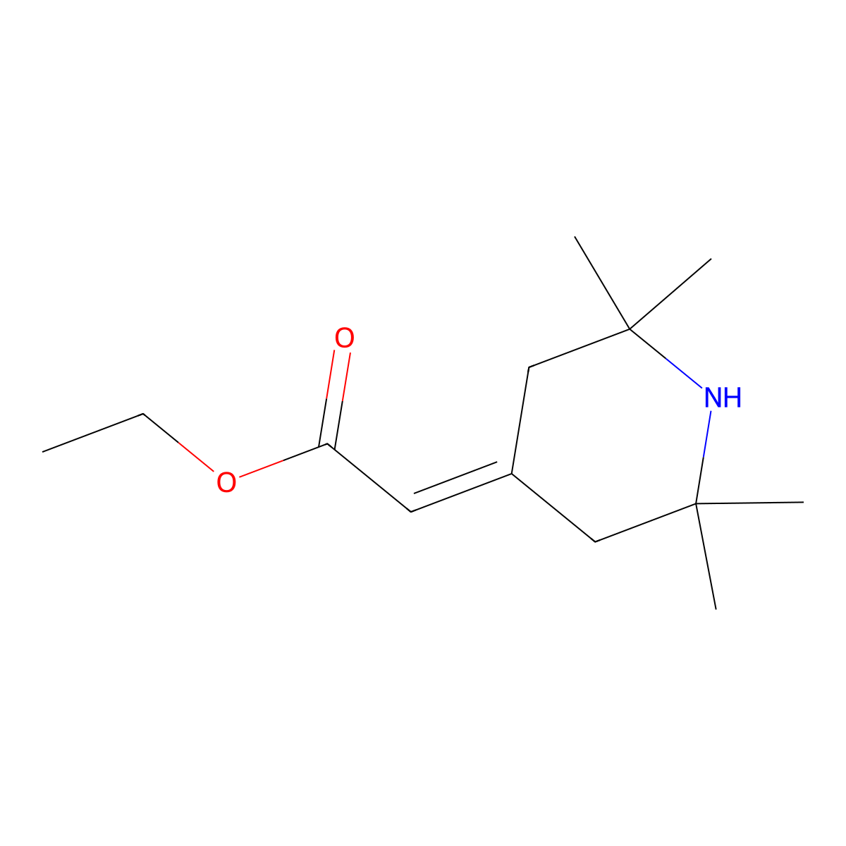 Ethyl 2-(2,2,6,6-tetramethylpiperidin-4-ylidene)acetate molecular structure, CAS 52598-91-1