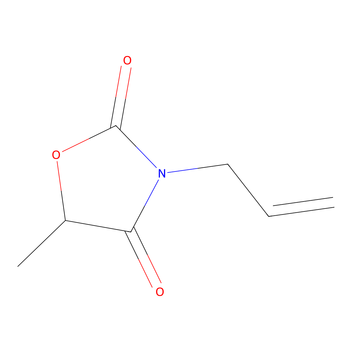 5-Methyl-3-(2-propen-1-yl)-2,4-oxazolidinedione molecular structure, CAS 526-35-2