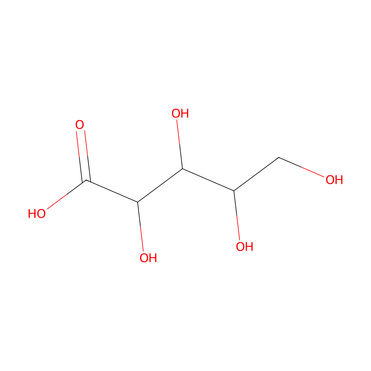 D-xylonic acid molecular structure, CAS 526-91-0