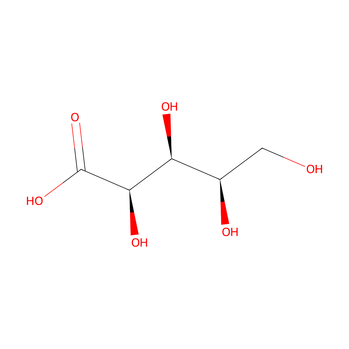 D-xylonic acid molecular structure, CAS 526-91-0