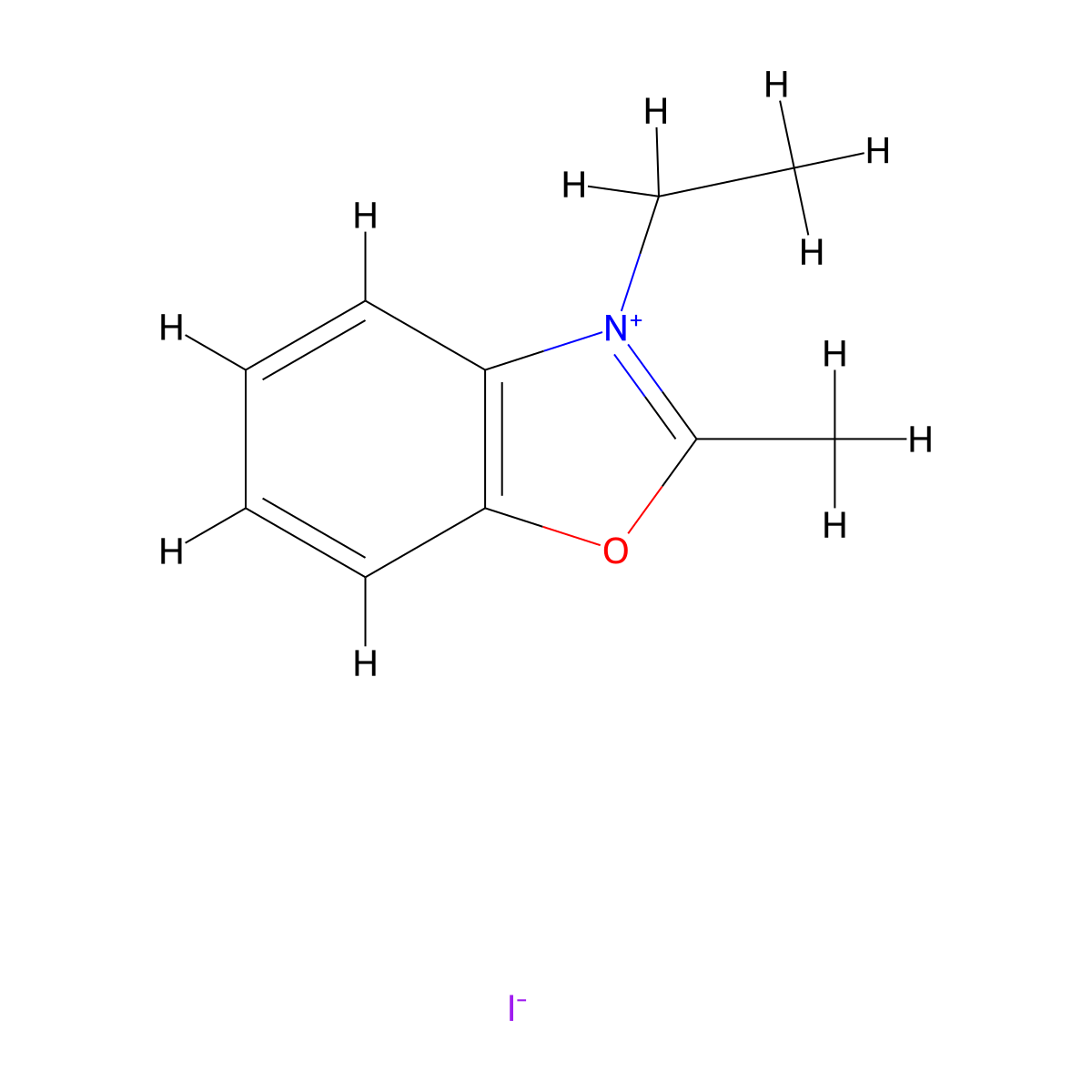 Benzoxazolium, 3-ethyl-2-methyl-, iodide (1:1) molecular structure, CAS 5260-37-7