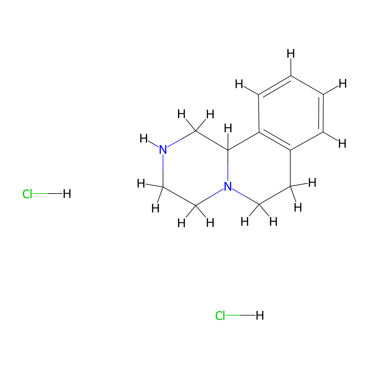 1H,2H,3H,4H,6H,7H,11bH-piperazino(2,1-a)isoquinoline dihydrochloride molecular structure, CAS 5260-46-8