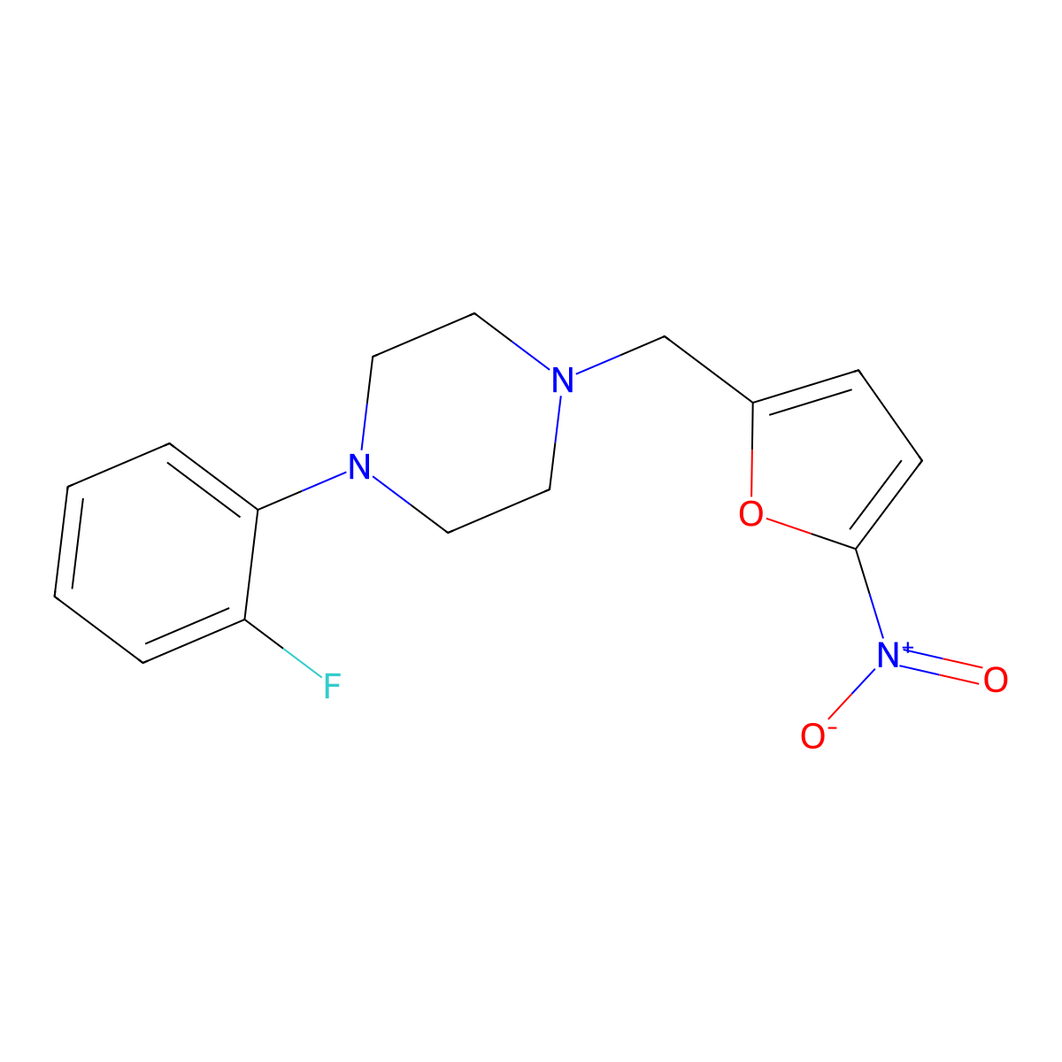 1-(2-Fluorophenyl)-4-[(5-nitrofuran-2-yl)methyl]piperazine molecular structure, CAS 5260-53-7