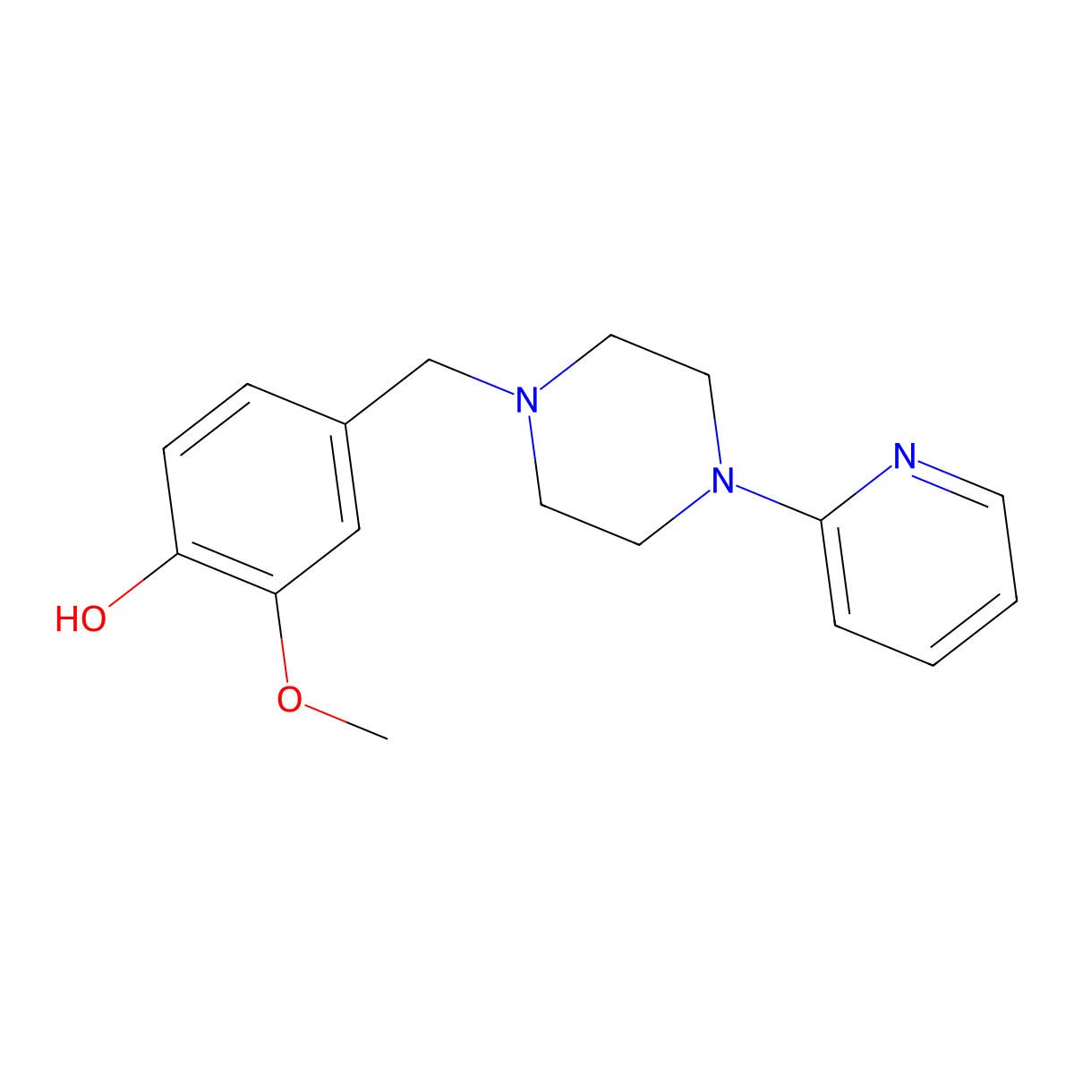2-Methoxy-4-[(4-pyridin-2-ylpiperazin-1-yl)methyl]phenol molecular structure, CAS 5260-83-3