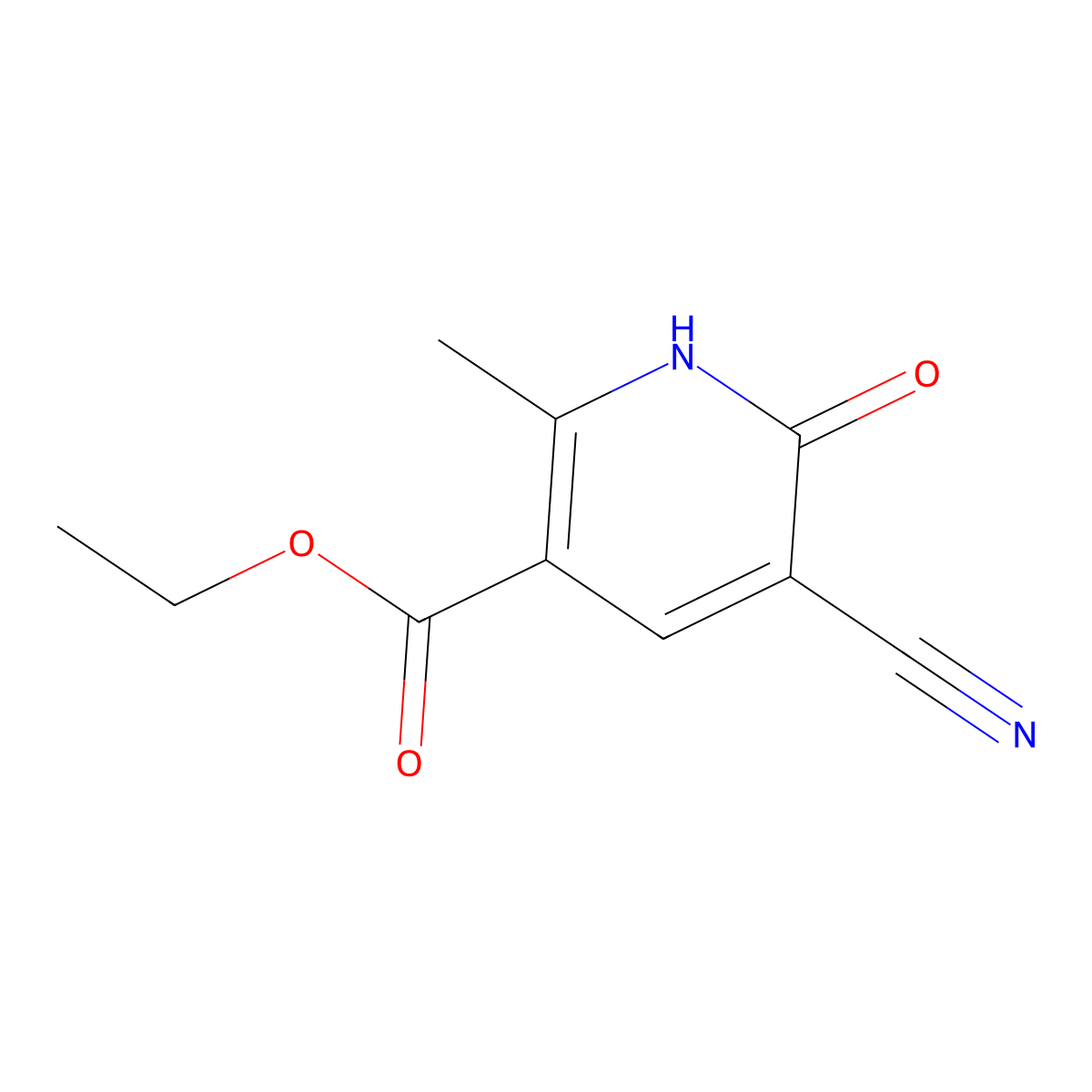 Ethyl 5-cyano-1,6-dihydro-2-methyl-6-oxo-3-pyridinecarboxylate molecular structure, CAS 52600-52-9