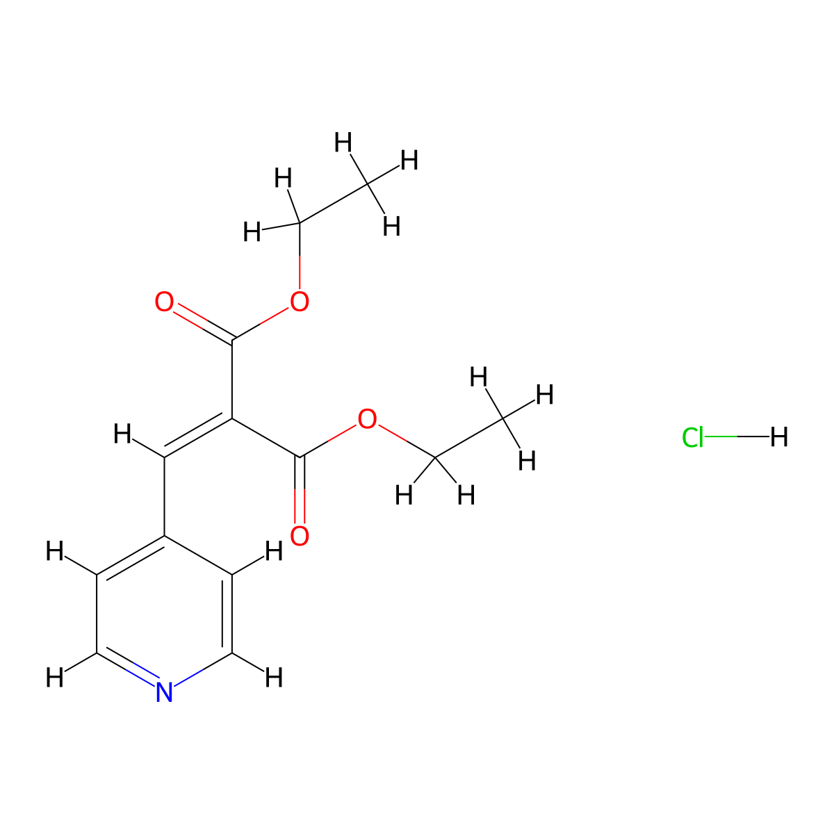Diethyl (pyridin-4-ylmethylene)malonate hydrochloride molecular structure, CAS 52601-18-0