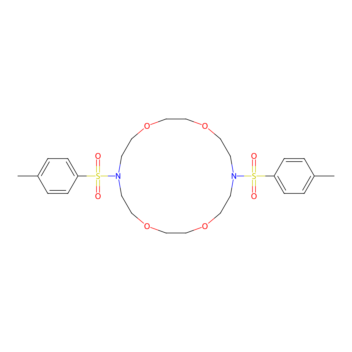7,16-Bis-(toluene-4-sulfonyl)-1,4,10,13-tetraoxa-7,16-diaza-cyclooctadecane molecular structure, CAS 52601-78-2