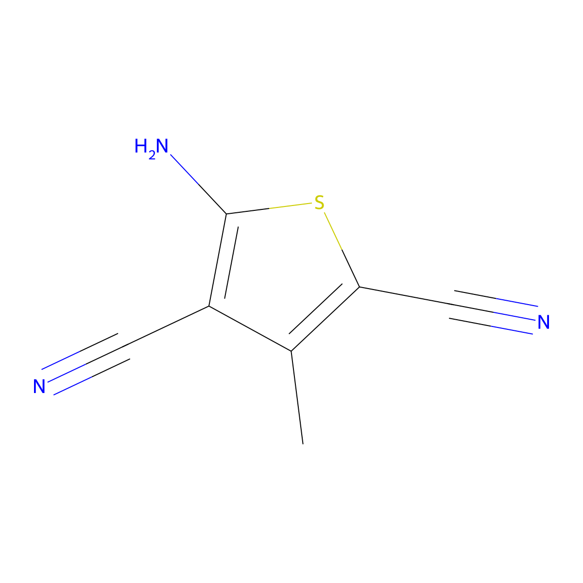 5-Amino-3-methyl-2,4-thiophenedicarbonitrile molecular structure, CAS 52603-48-2