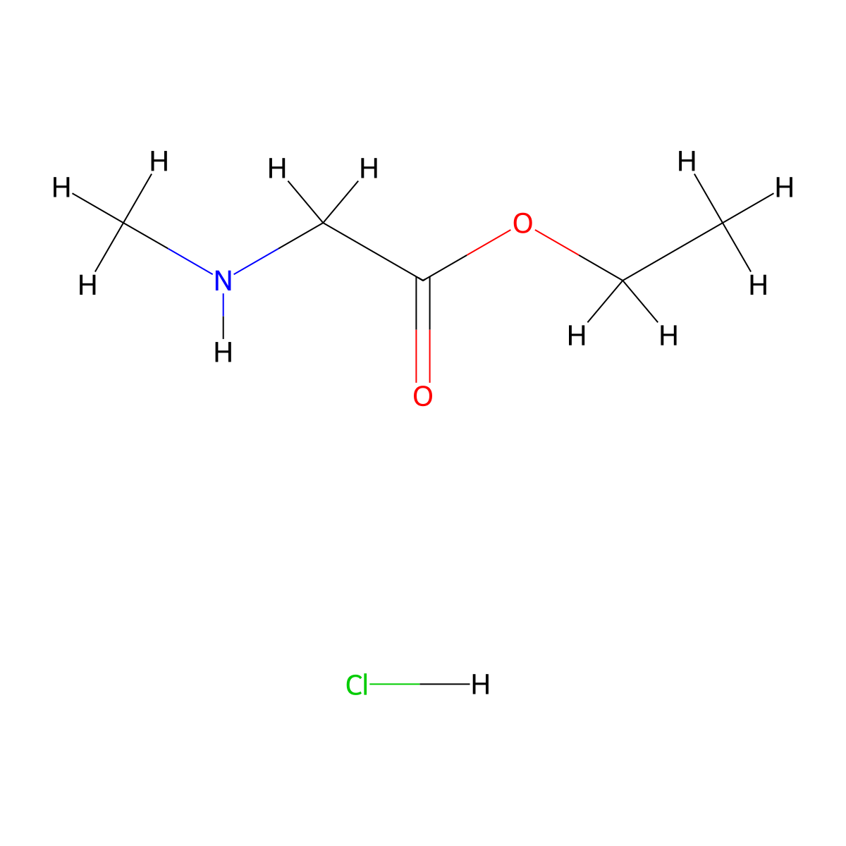 Ethyl N-methylaminoacetate hydrochloride molecular structure, CAS 52605-49-9