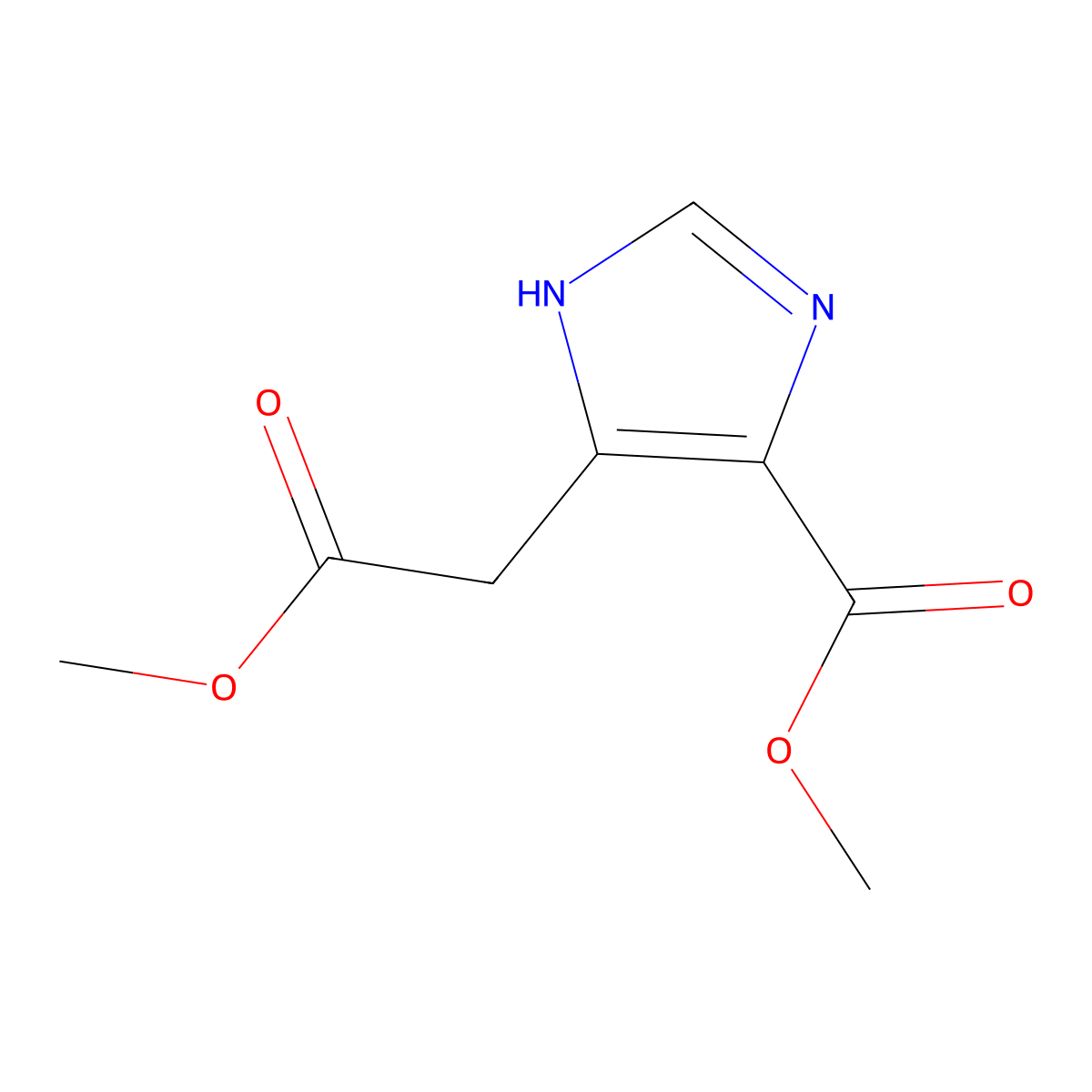 Methyl 5-(2-methoxy-2-oxoethyl)-1h-imidazole-4-carboxylate molecular structure, CAS 52605-87-5