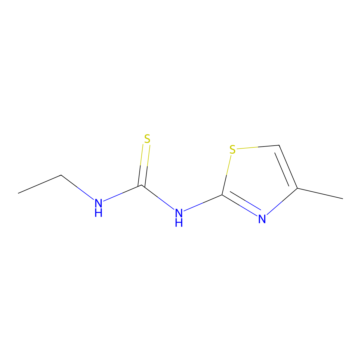 Thiourea, N-ethyl-N'-(4-methyl-2-thiazolyl)- molecular structure, CAS 52607-79-1