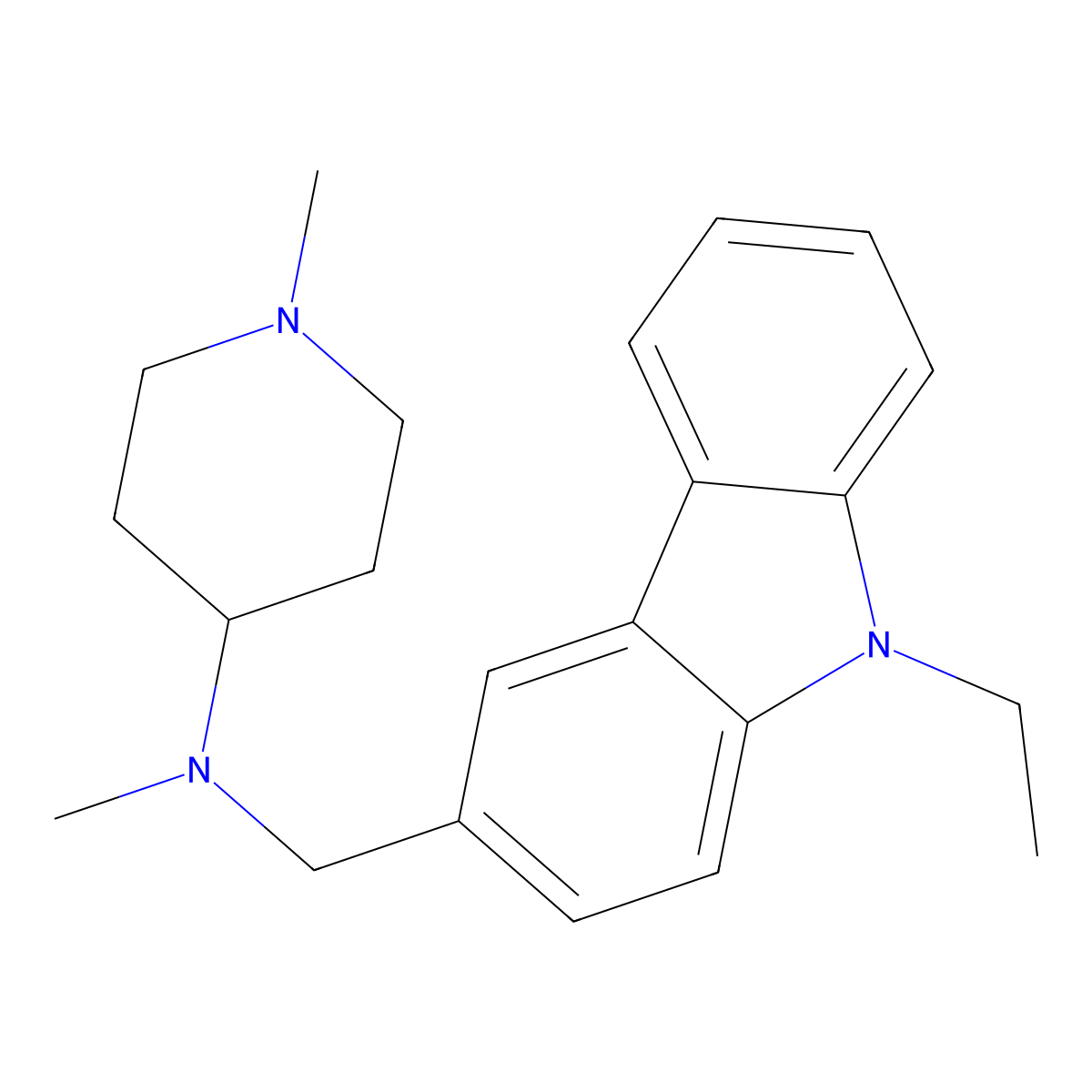 N-[(9-ethylcarbazol-3-yl)methyl]-N,1-dimethyl-piperidin-4-amine molecular structure, CAS 5261-57-4