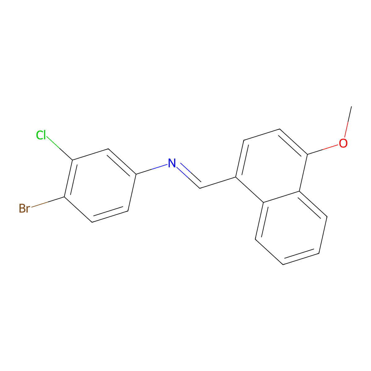 4-bromo-3-chloro-N-[(E)-(4-methoxynaphthalen-1-yl)methylidene]aniline molecular structure, CAS 5261-64-3