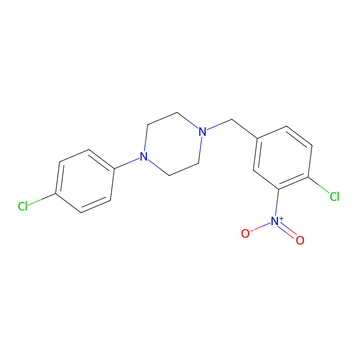 1-(4-Chloro-3-nitrobenzyl)-4-(4-chlorophenyl)piperazine molecular structure, CAS 5261-84-7