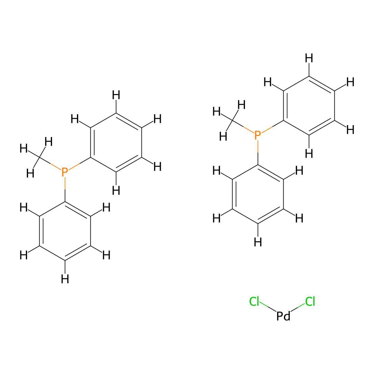 Bis(methyldiphenylphosphine)palladium(II) Dichloride molecular structure, CAS 52611-08-2