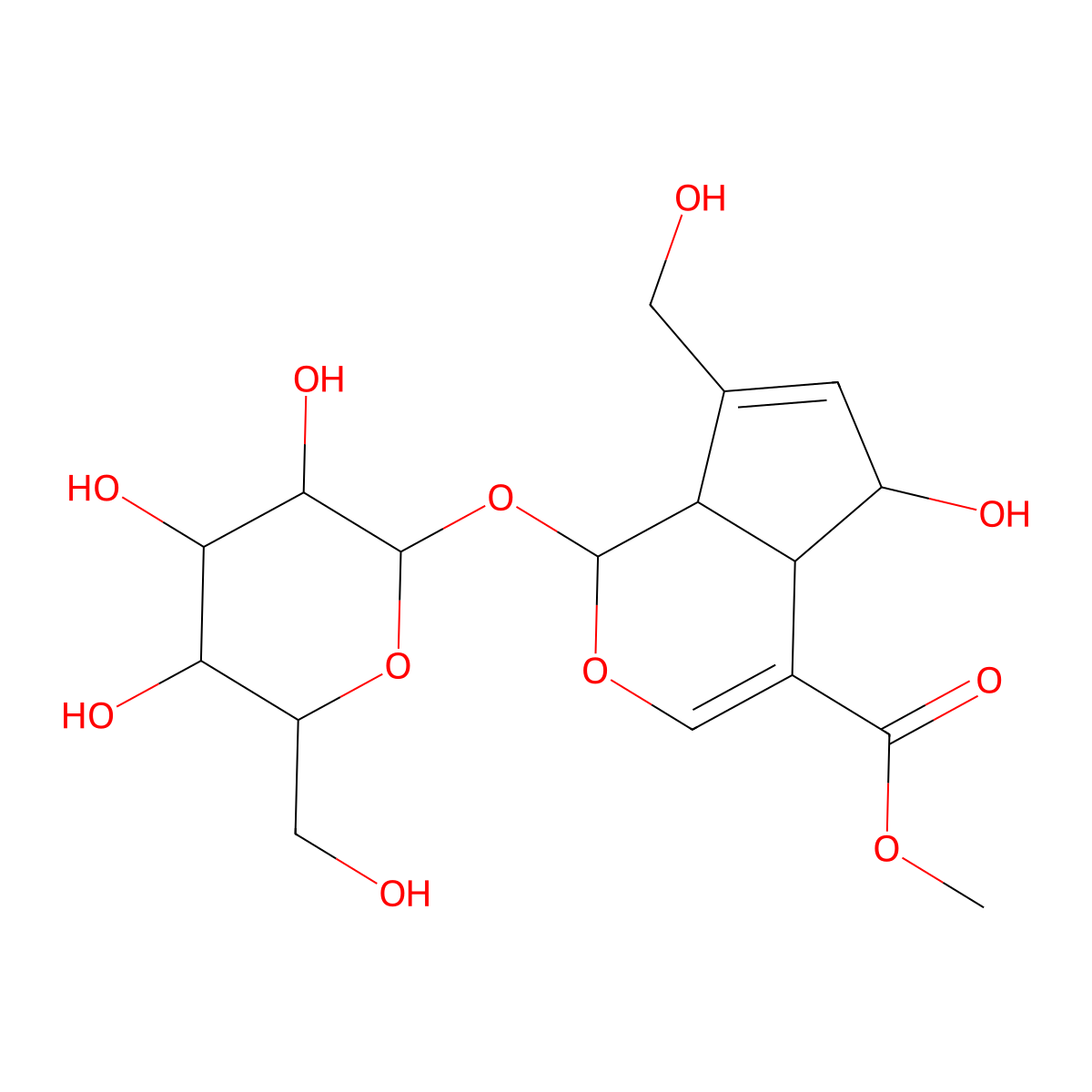 Deacetyl asperulosidic acid methyl ester molecular structure, CAS 52613-28-2