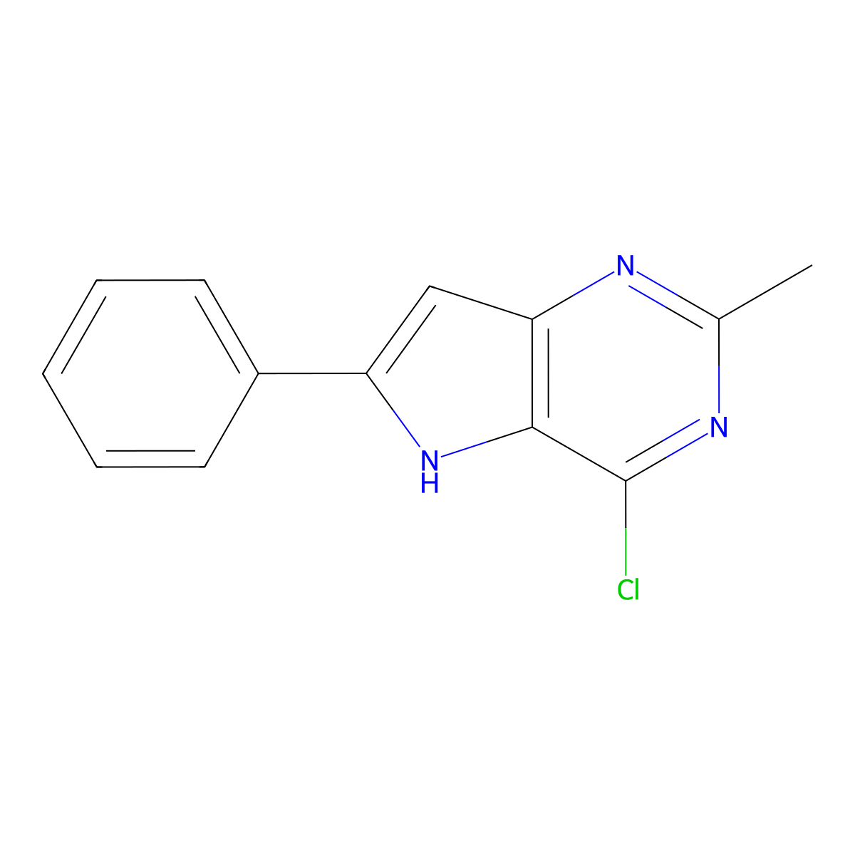4-Chloro-2-methyl-6-phenyl-5H-pyrrolo[3,2-d]pyrimidine molecular structure, CAS 52617-71-7