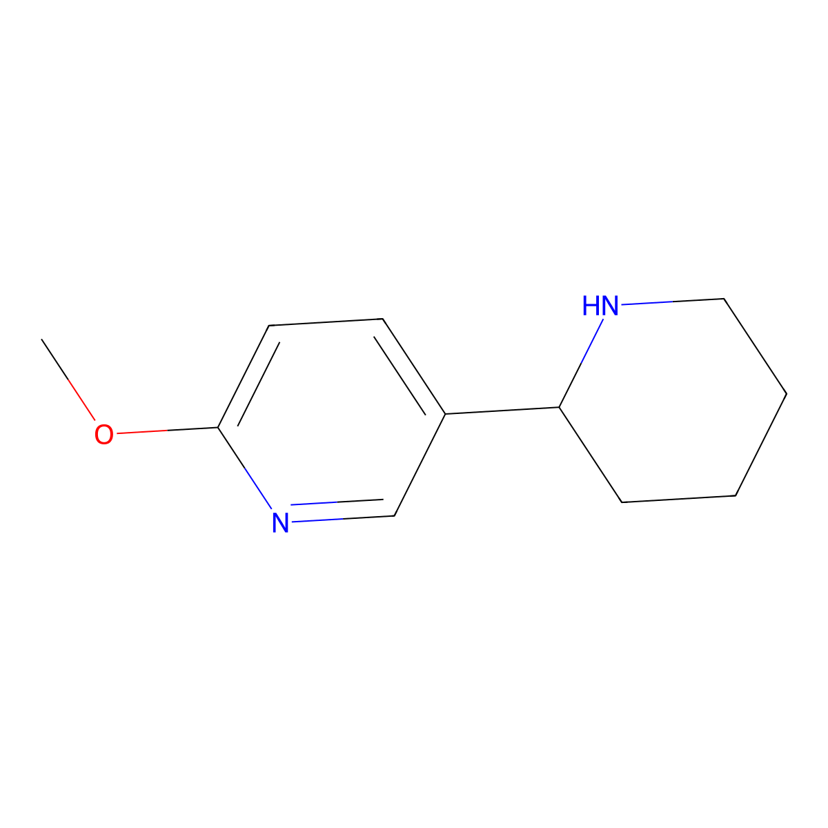 2-Methoxy-5-(piperidin-2-yl)pyridine molecular structure, CAS 526183-16-4