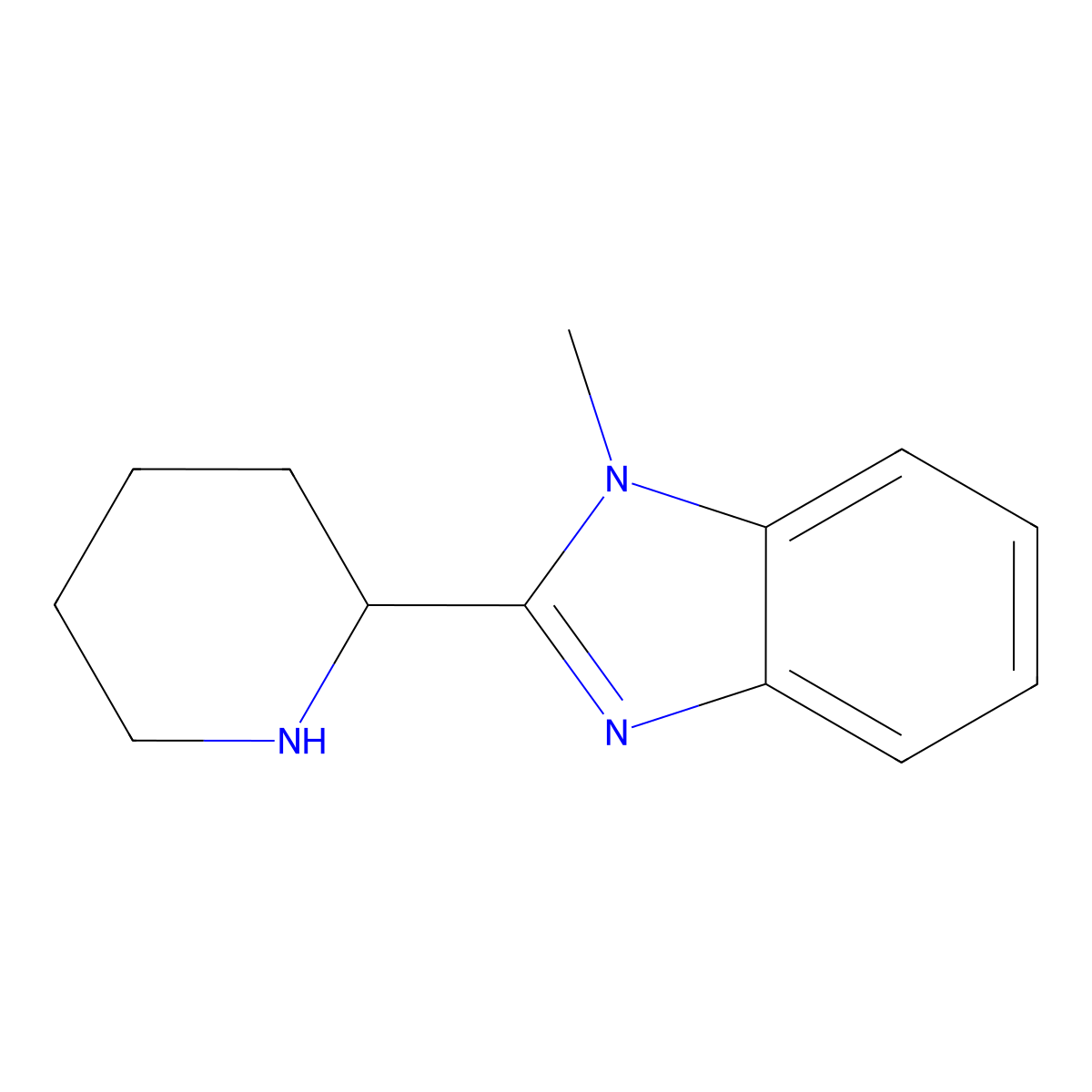 1-methyl-2-(piperidin-2-yl)-1H-1,3-benzodiazole molecular structure, CAS 526183-20-0