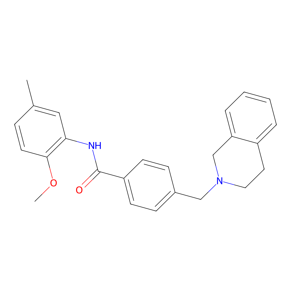 4-(3,4-dihydroisoquinolin-2(1H)-ylmethyl)-N-(2-methoxy-5-methylphenyl)benzamide molecular structure, CAS 526183-88-0