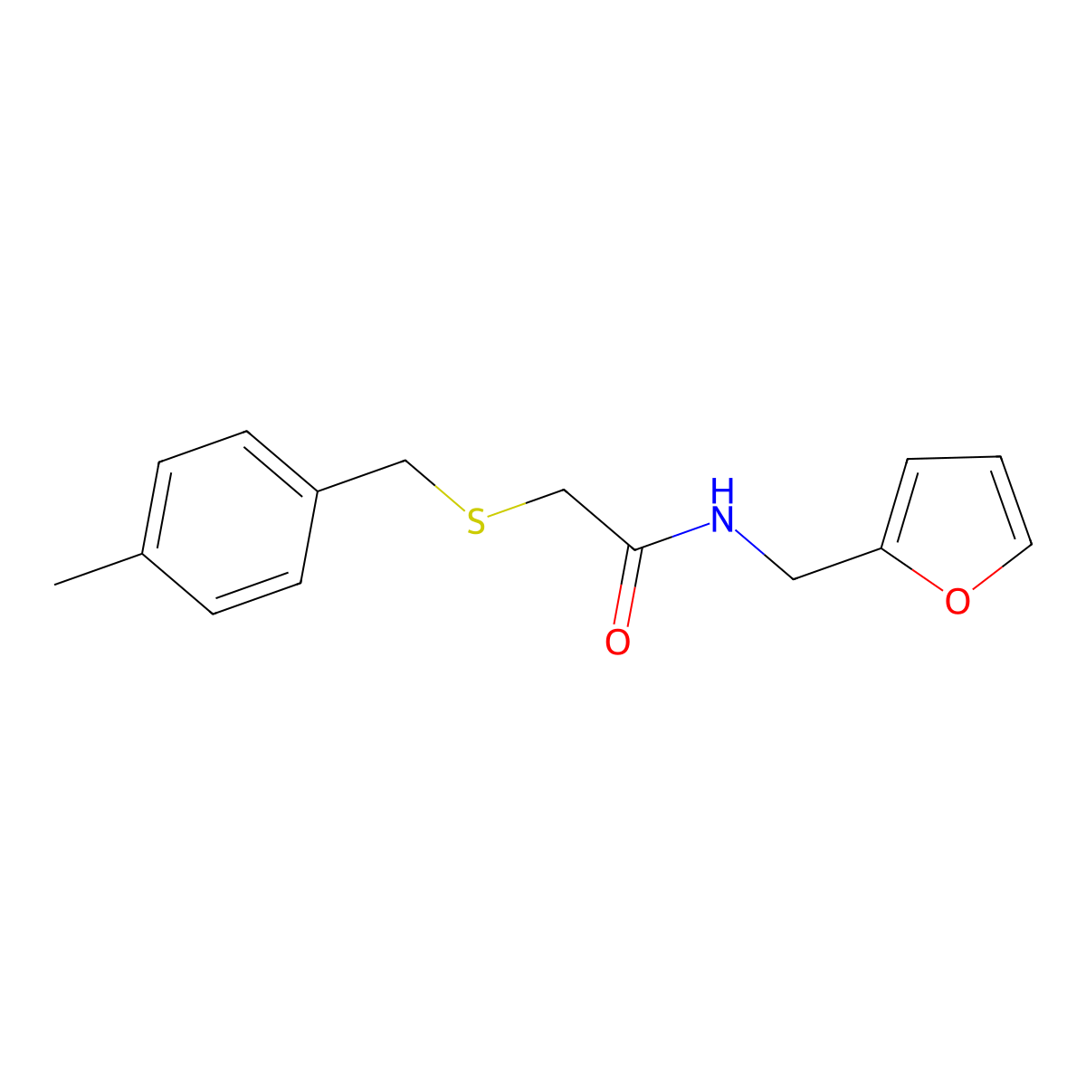 N-(furan-2-ylmethyl)-2-[(4-methylphenyl)methylsulfanyl]acetamide molecular structure, CAS 526184-10-1