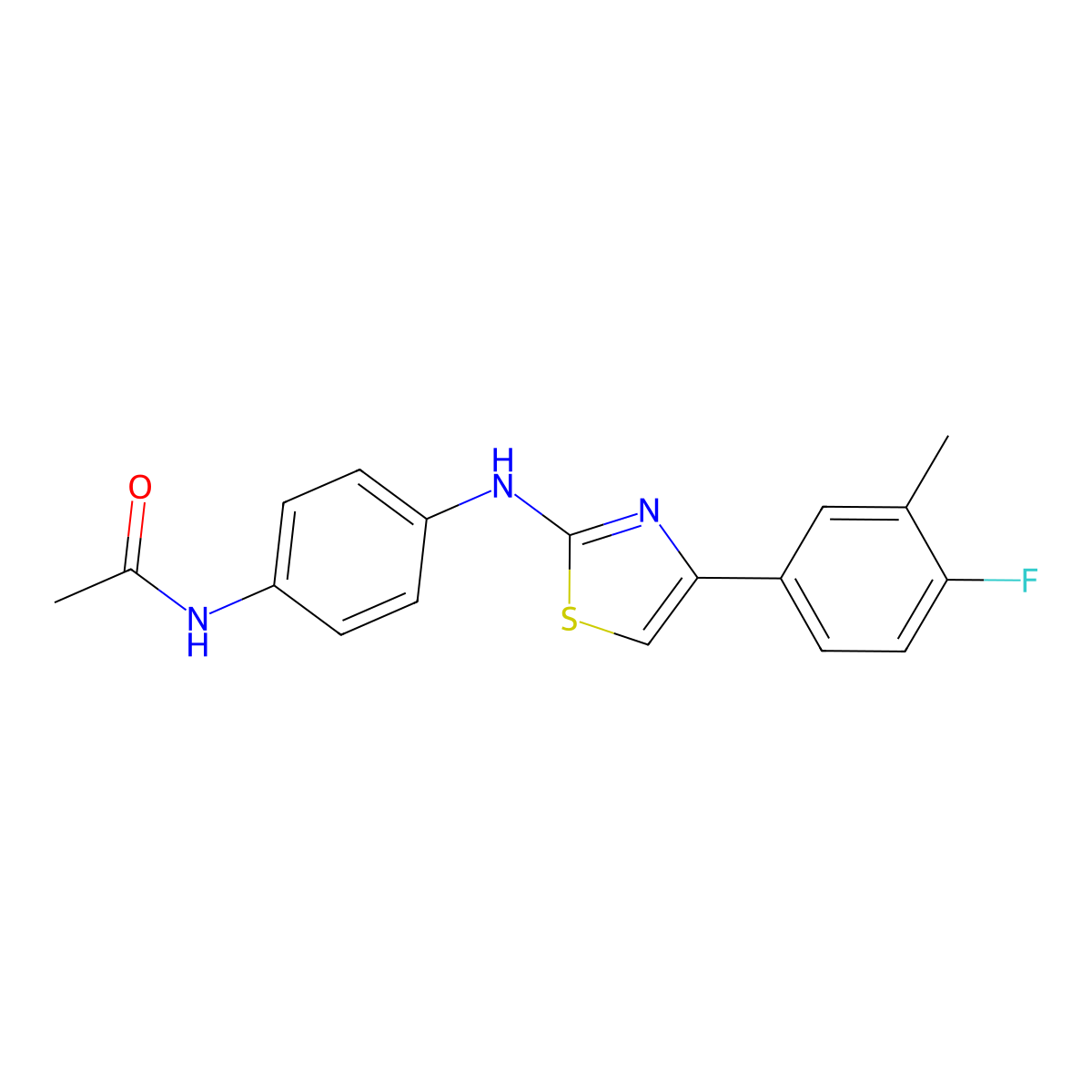 N-[4-[[4-(4-fluoro-3-methylphenyl)-1,3-thiazol-2-yl]amino]phenyl]acetamide molecular structure, CAS 526186-53-8