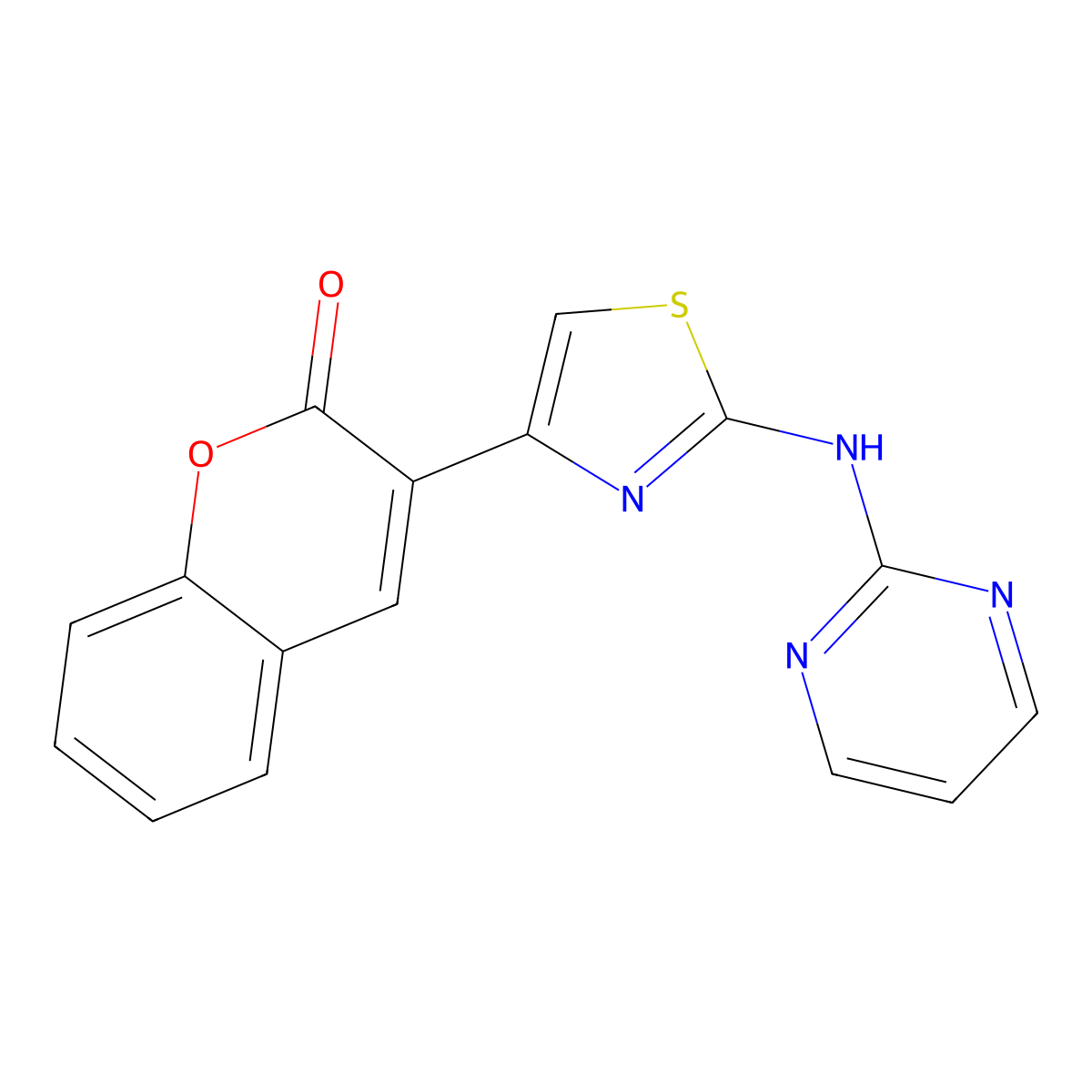 3-[2-(Pyrimidin-2-ylamino)-1,3-thiazol-4-yl]chromen-2-one molecular structure, CAS 526186-68-5