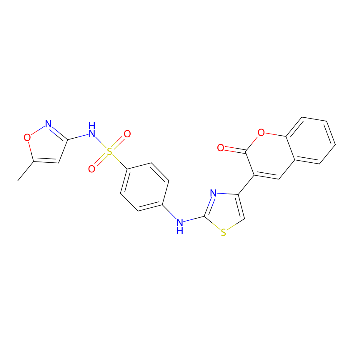 N-(5-methyl-1,2-oxazol-3-yl)-4-[[4-(2-oxochromen-3-yl)-1,3-thiazol-2-yl]amino]benzenesulfonamide molecular structure, CAS 526186-71-0